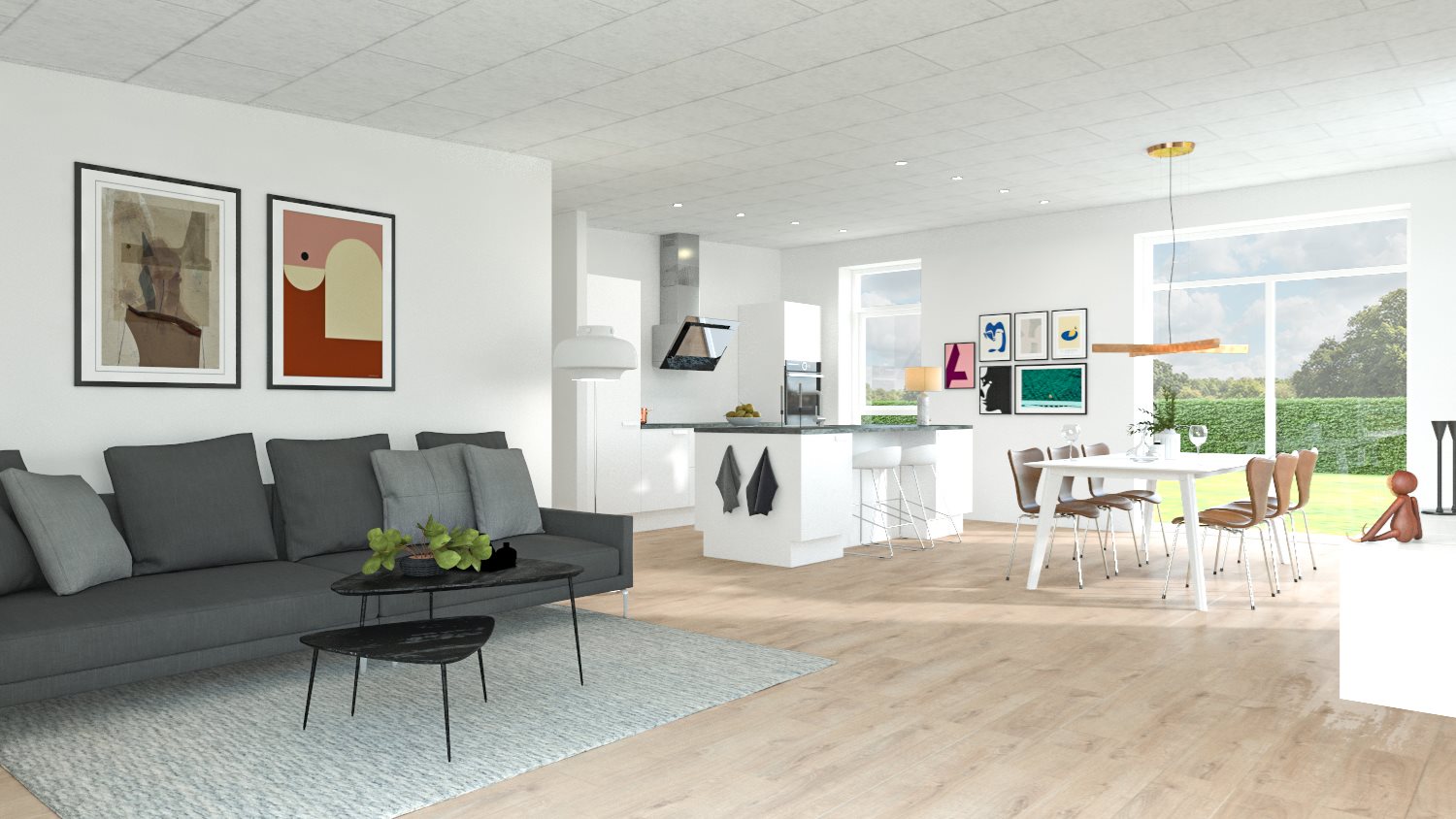 Fremhævet opholdsstue billede i fuldskærmstilstand. Billede af Kolbæk Mark 108, Hald Ege, 8800 Viborg