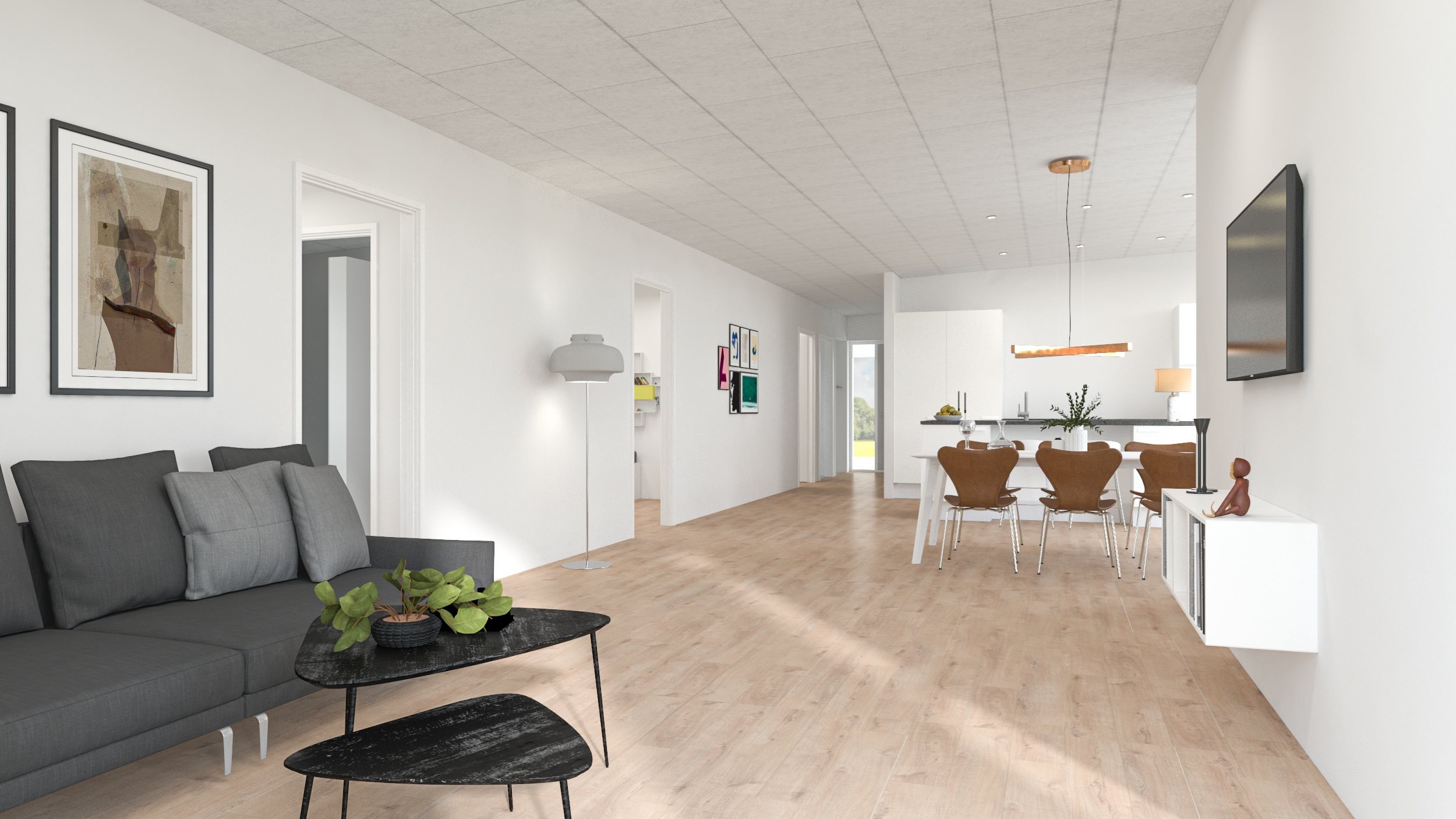 Fremhævet opholdsstue billede i fuldskærmstilstand. Billede af Kolbæk Mark 84, 8800 Viborg