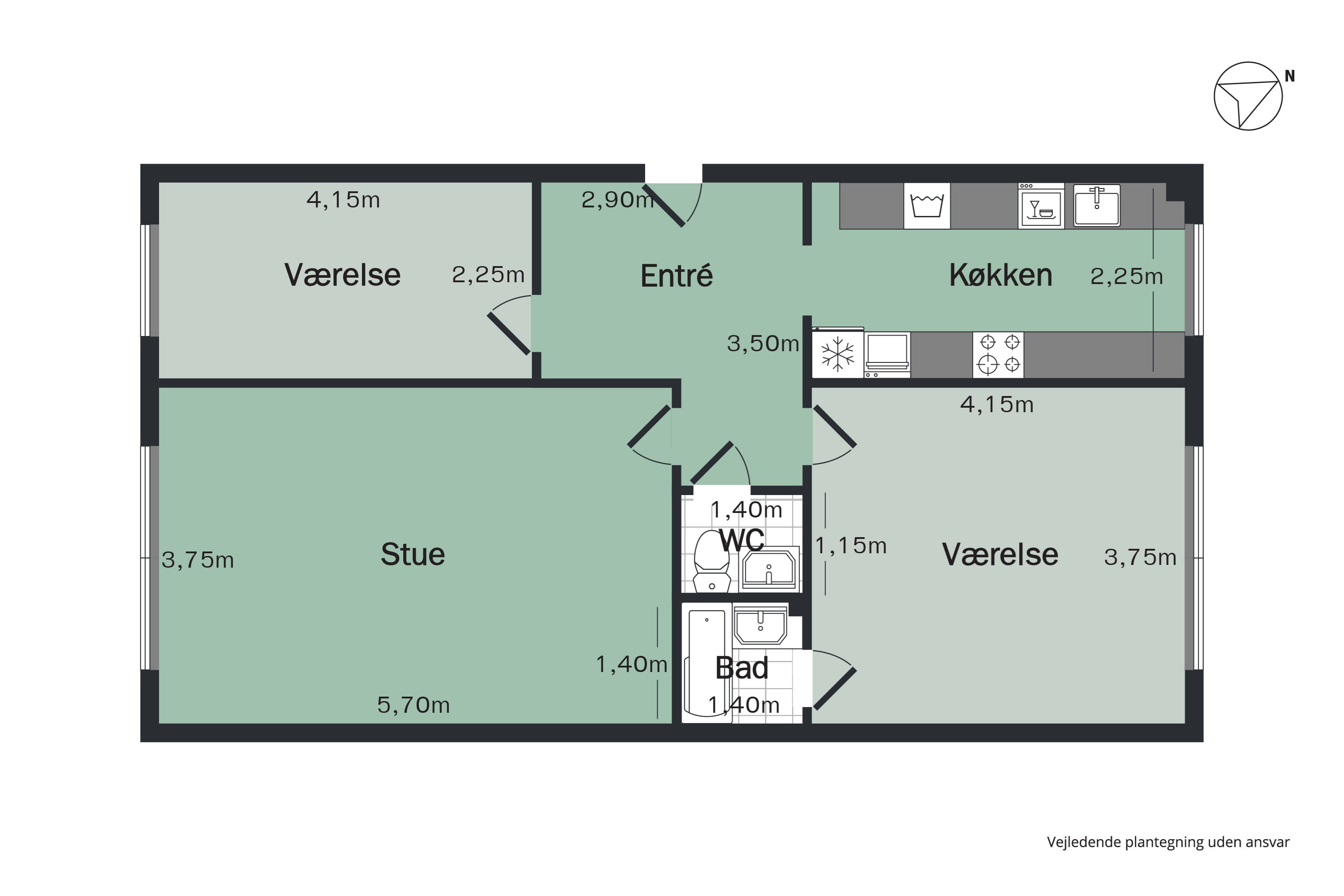 Plantegninger billede af H. C. Andersens Vej 20, 2. tv., 9000 Aalborg