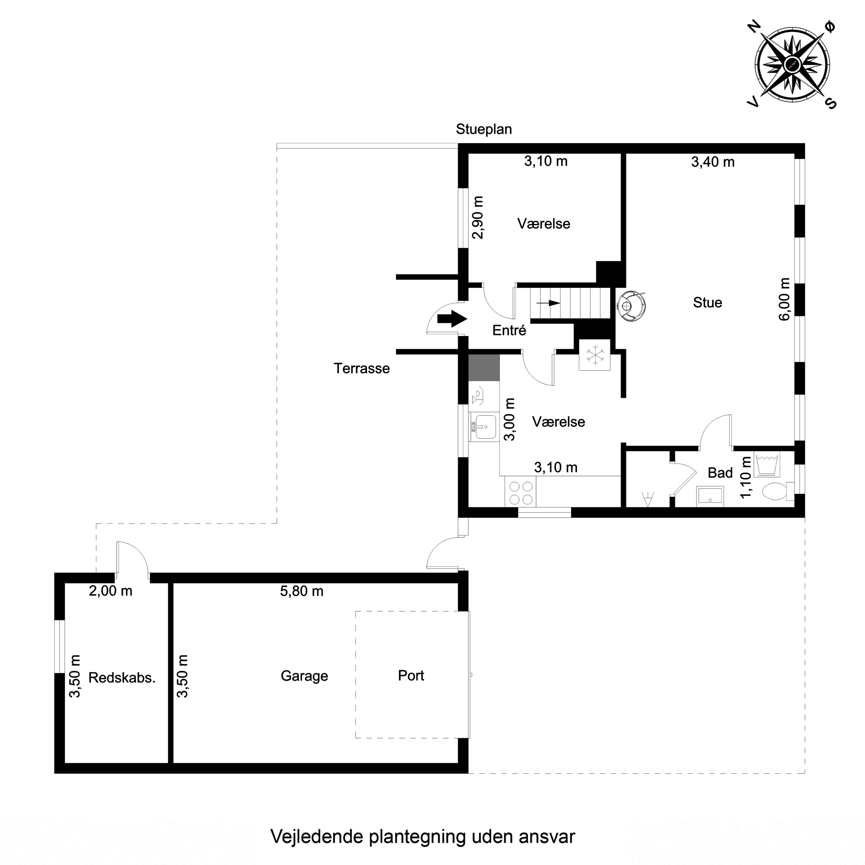 Plantegninger billede af Byvej 17, Sdr Longelse, 5900 Rudkøbing