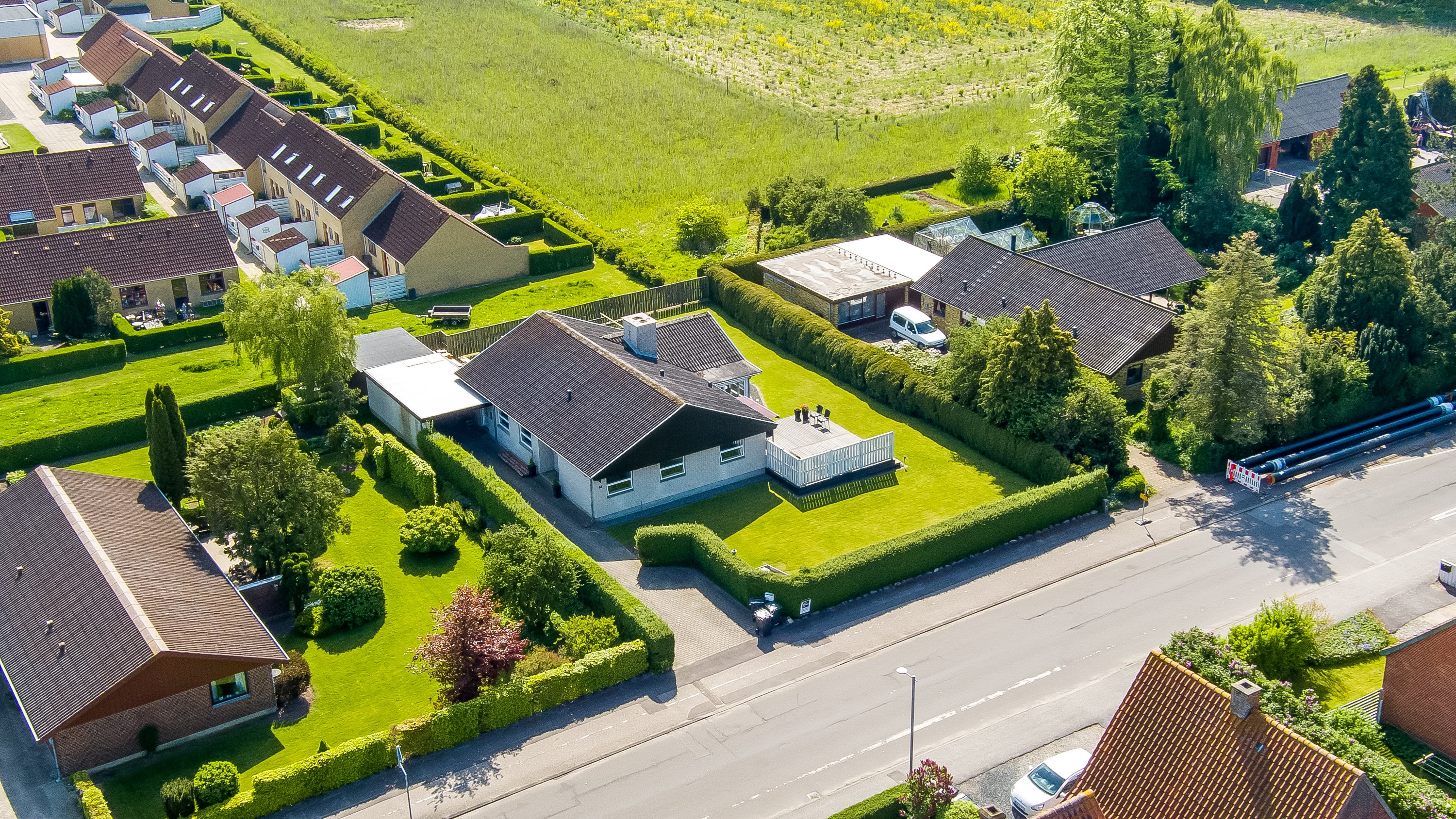 Fremhævet luftfoto billede i fuldskærmstilstand. Billede af Møllevej 58, 4990 Sakskøbing