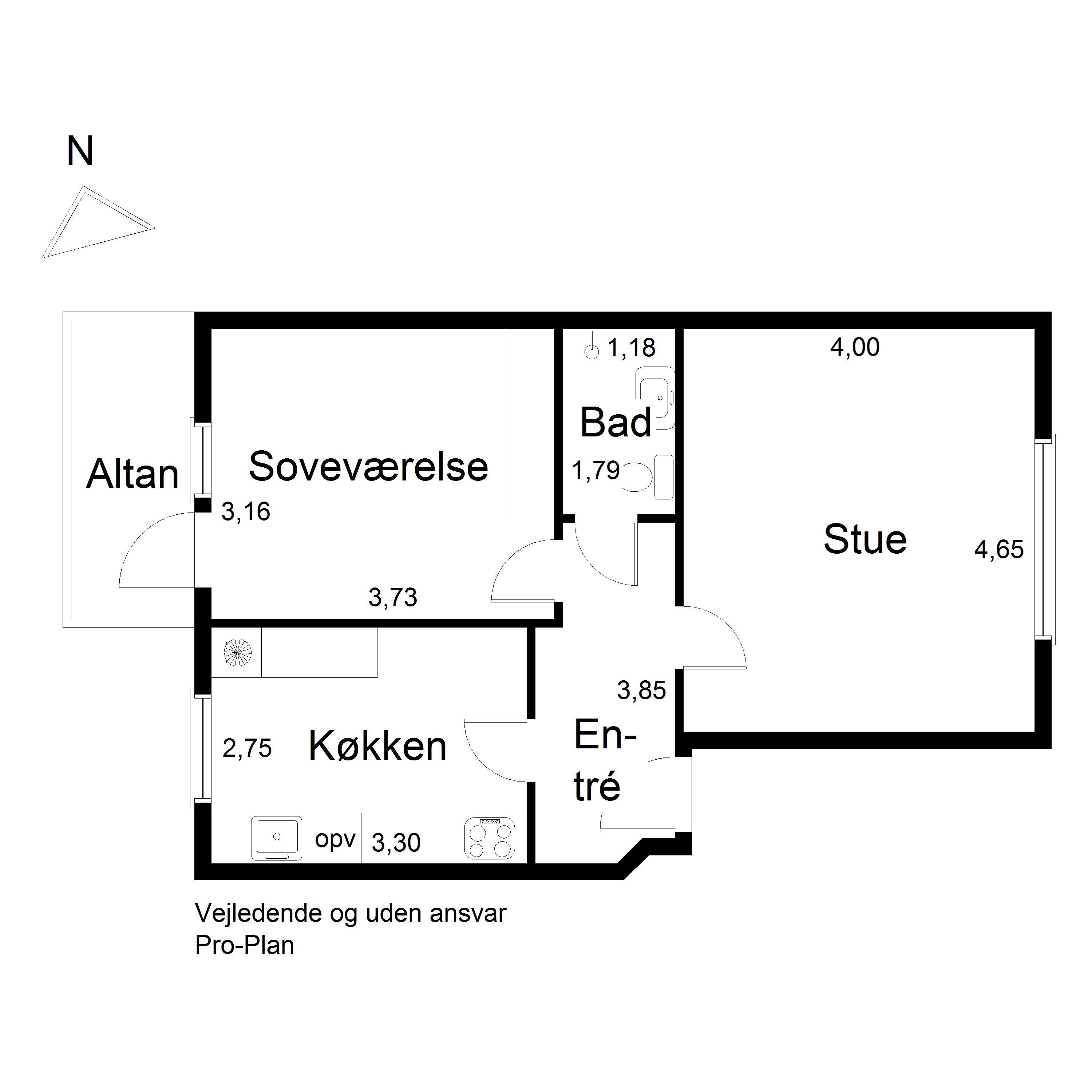 Plantegninger billede af Ivar Huitfeldts Gade 9, 1. th., 9000 Aalborg