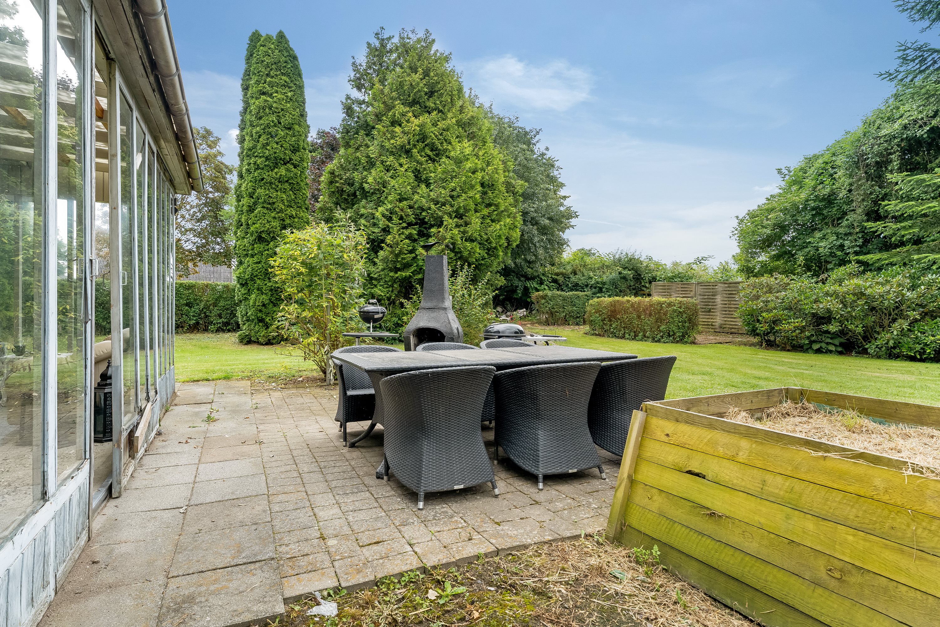 Fremhævet terrasse billede i fuldskærmstilstand. Billede af Viemosevej 18, Svinsbjerg, 4913 Horslunde