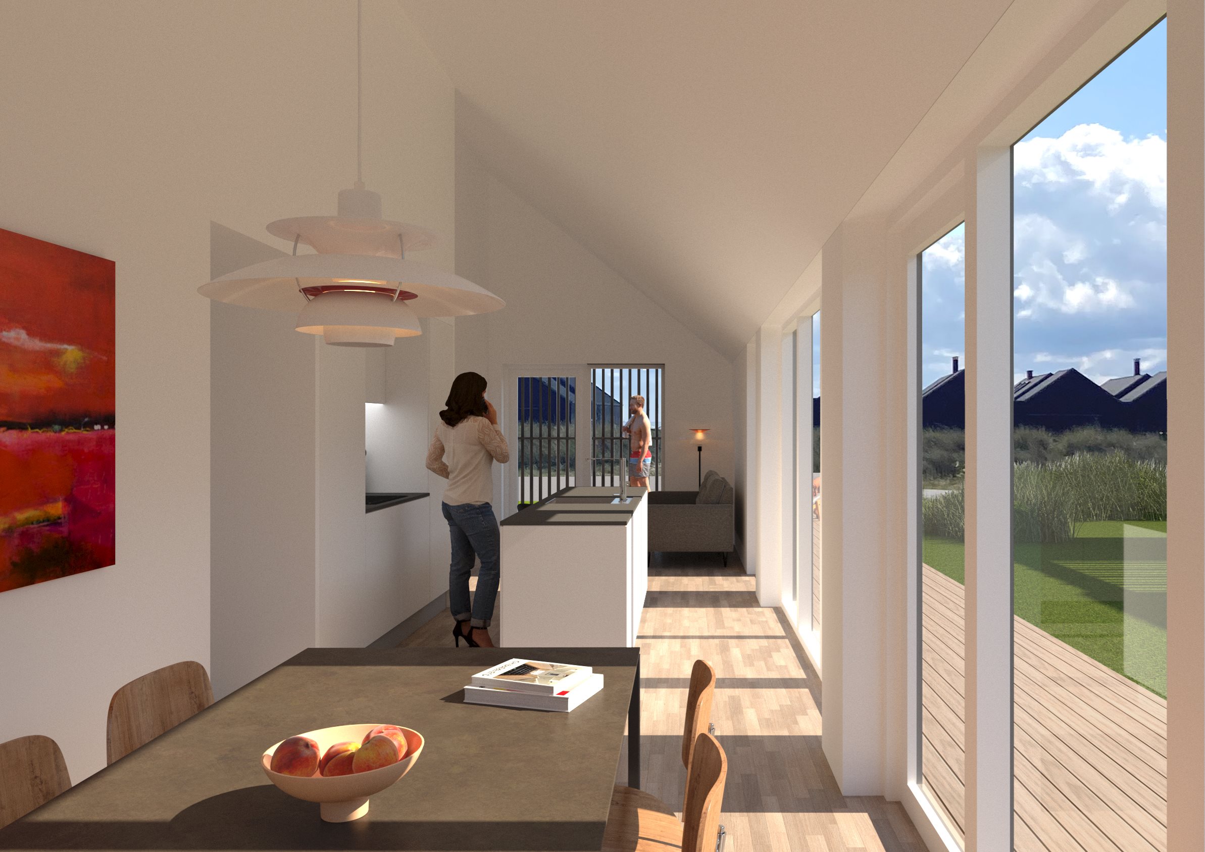 Fremhævet stue billede i fuldskærmstilstand. Billede af Langsand 70, 6960 Hvide Sande