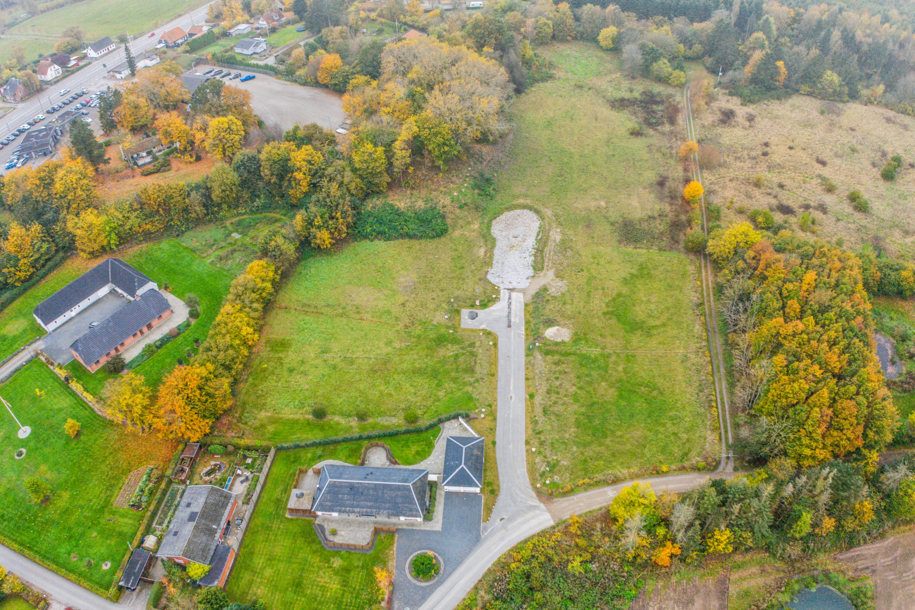 Fremhævet luftfoto billede i fuldskærmstilstand. Billede af Tornmarksvej 18B, Vejrup, 5491 Blommenslyst