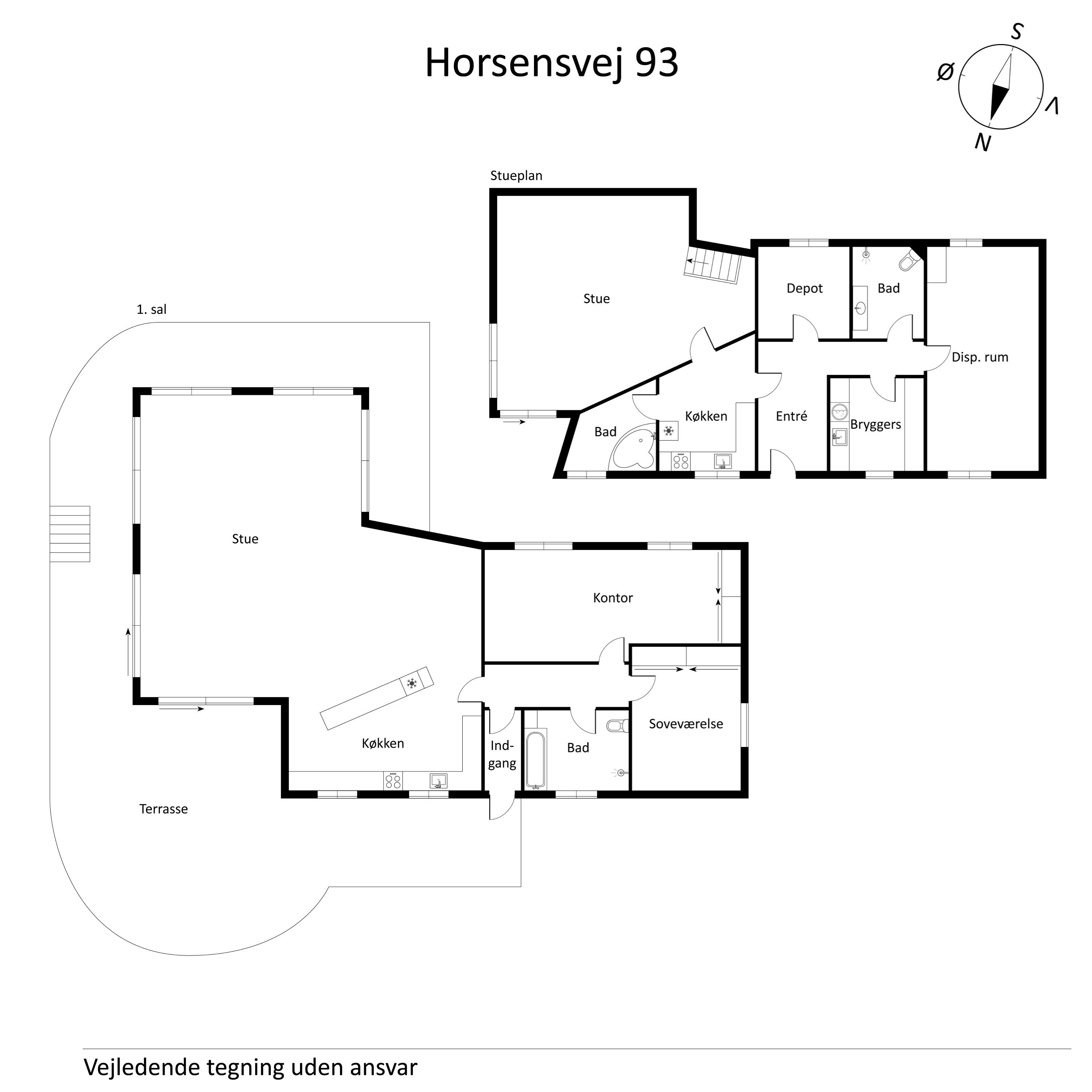 Plantegninger billede af Horsensvej 93 + 93B, Tebstrup, 8660 Skanderborg