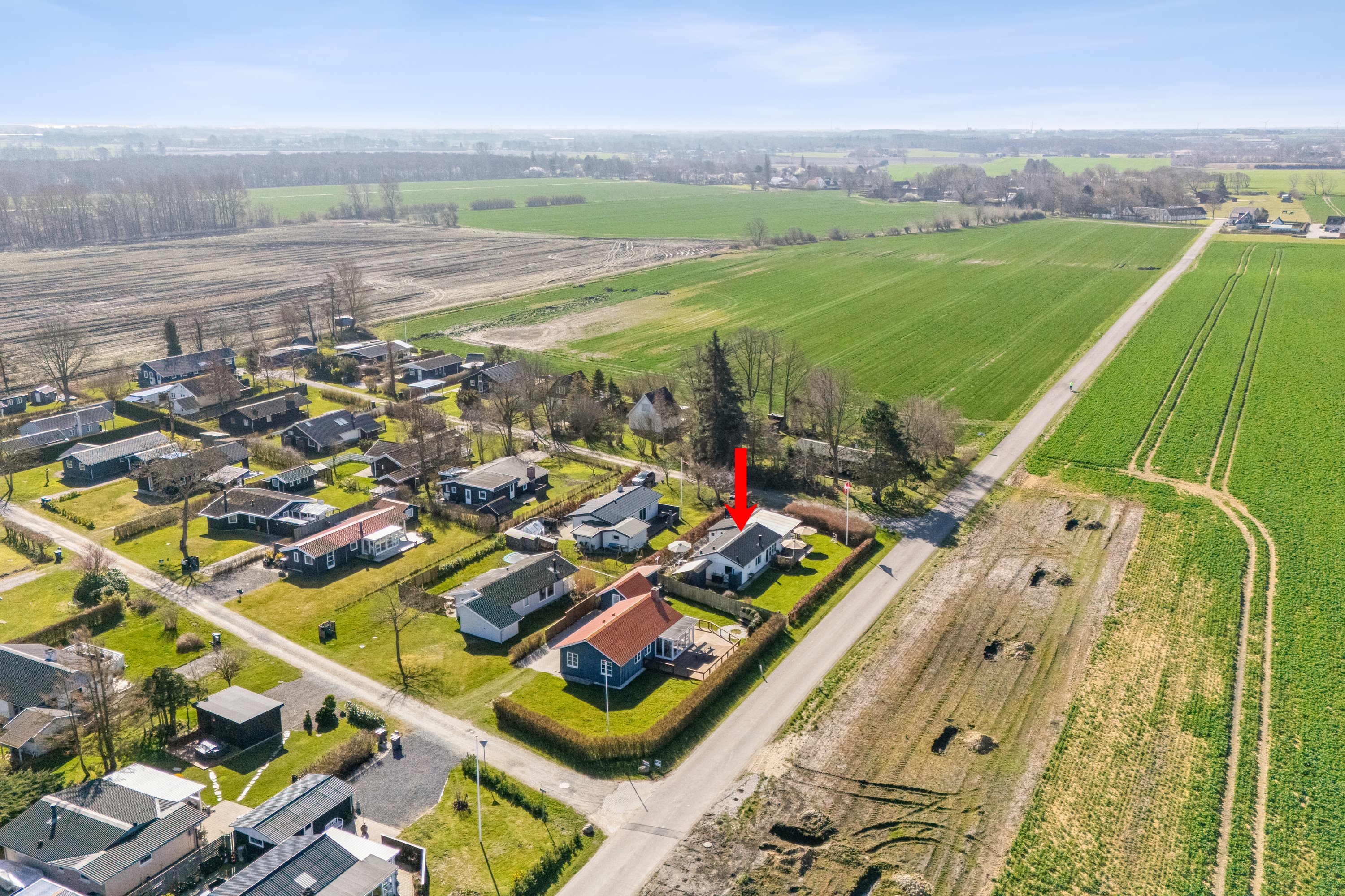 Fremhævet luftfoto billede i fuldskærmstilstand. Billede af Rønnevænget 15, Tørresø Strand, 5450 Otterup