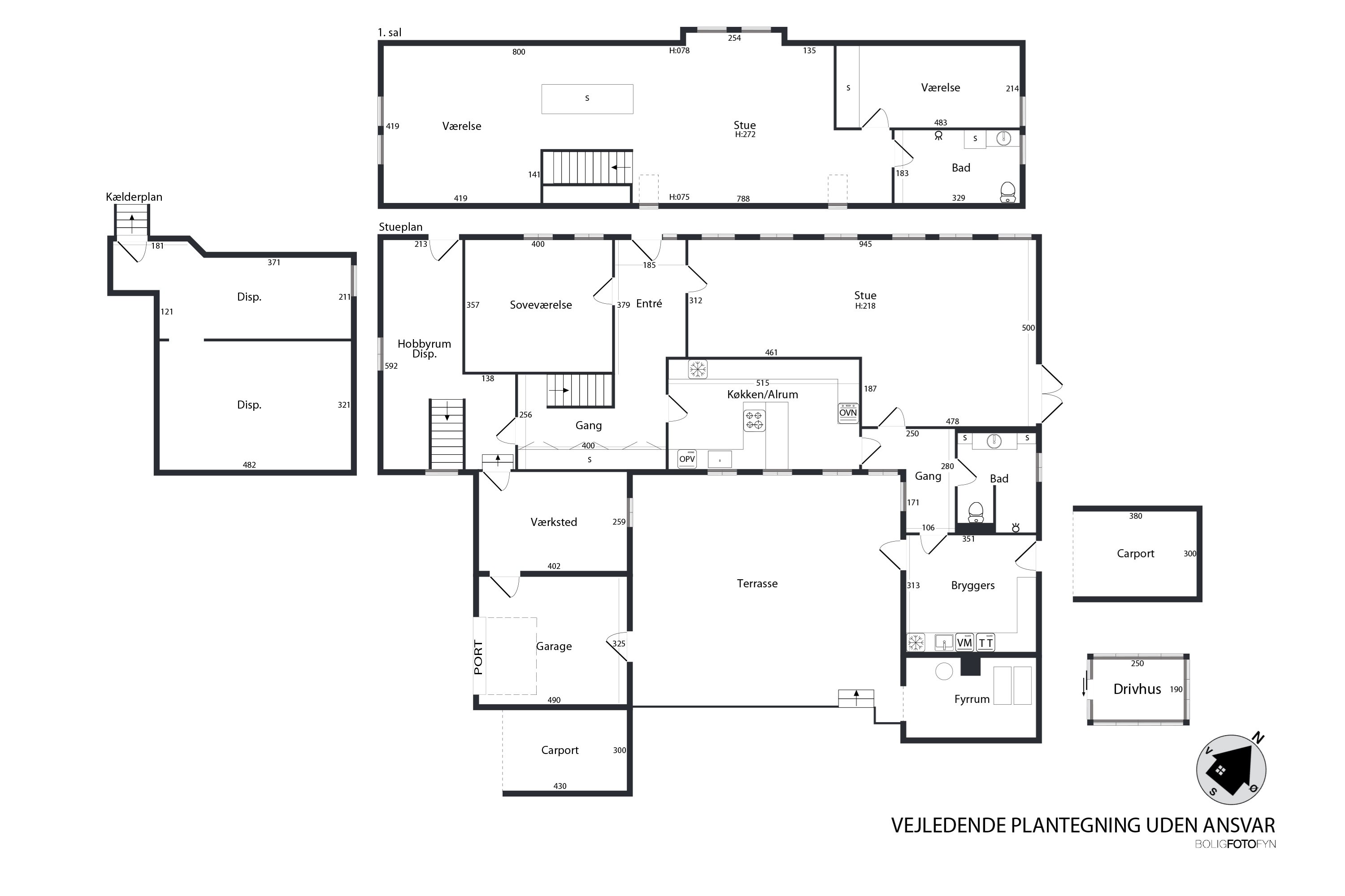 Plantegninger billede af Assensvej 366, Bregnemose, 5690 Tommerup