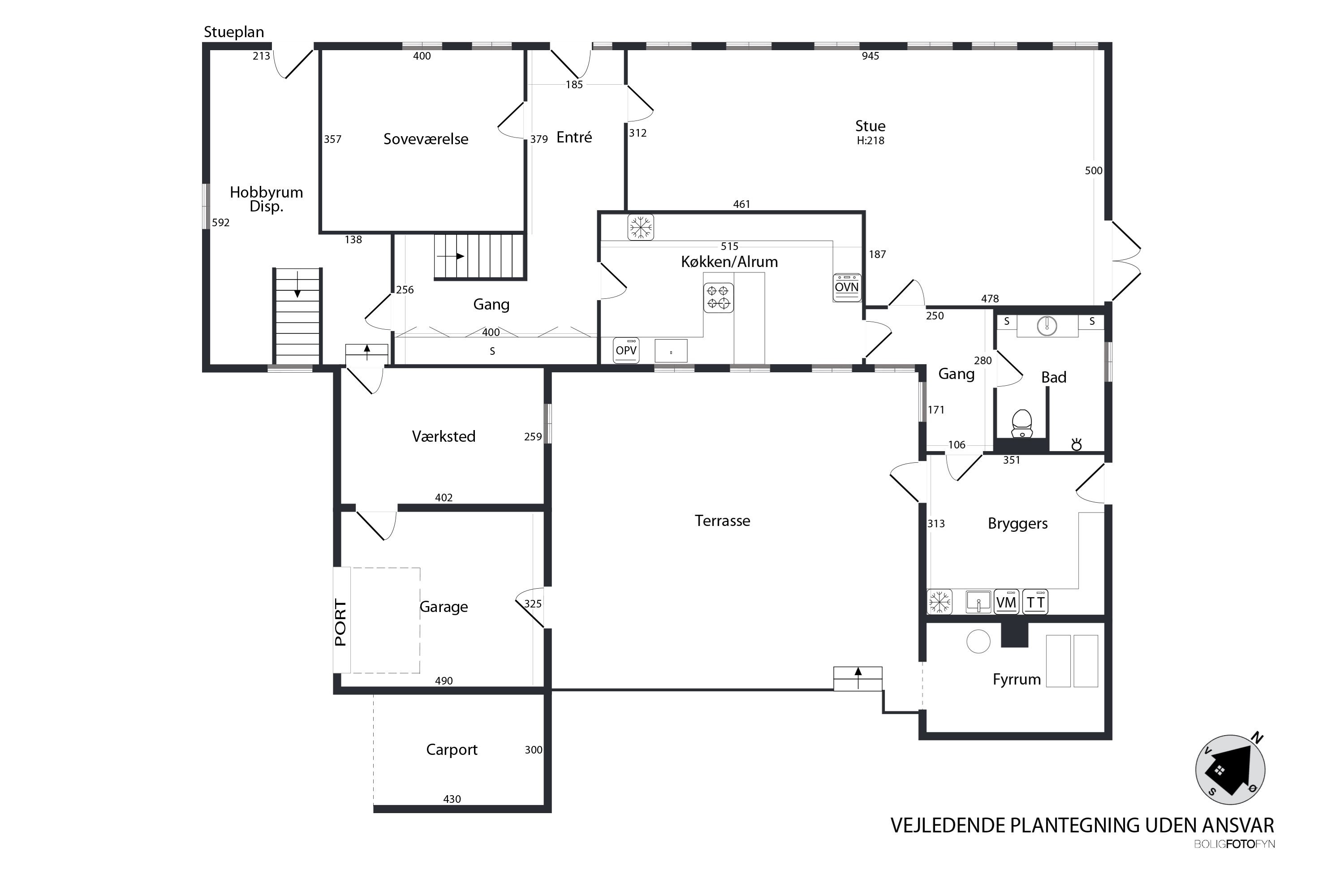Plantegninger billede af Assensvej 366, Bregnemose, 5690 Tommerup