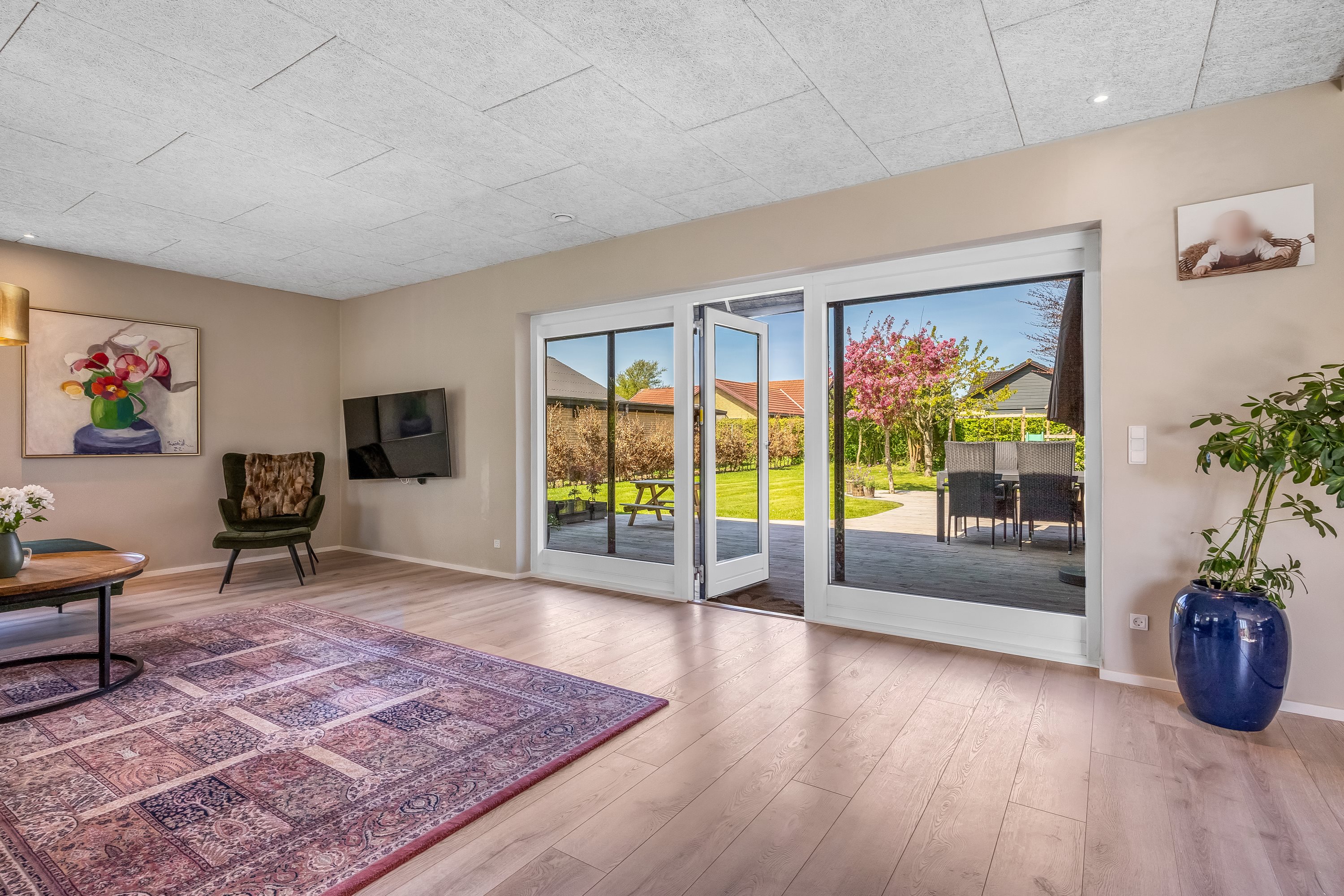 Fremhævet stue billede i fuldskærmstilstand. Billede af Kløvermarken 27, 7500 Holstebro