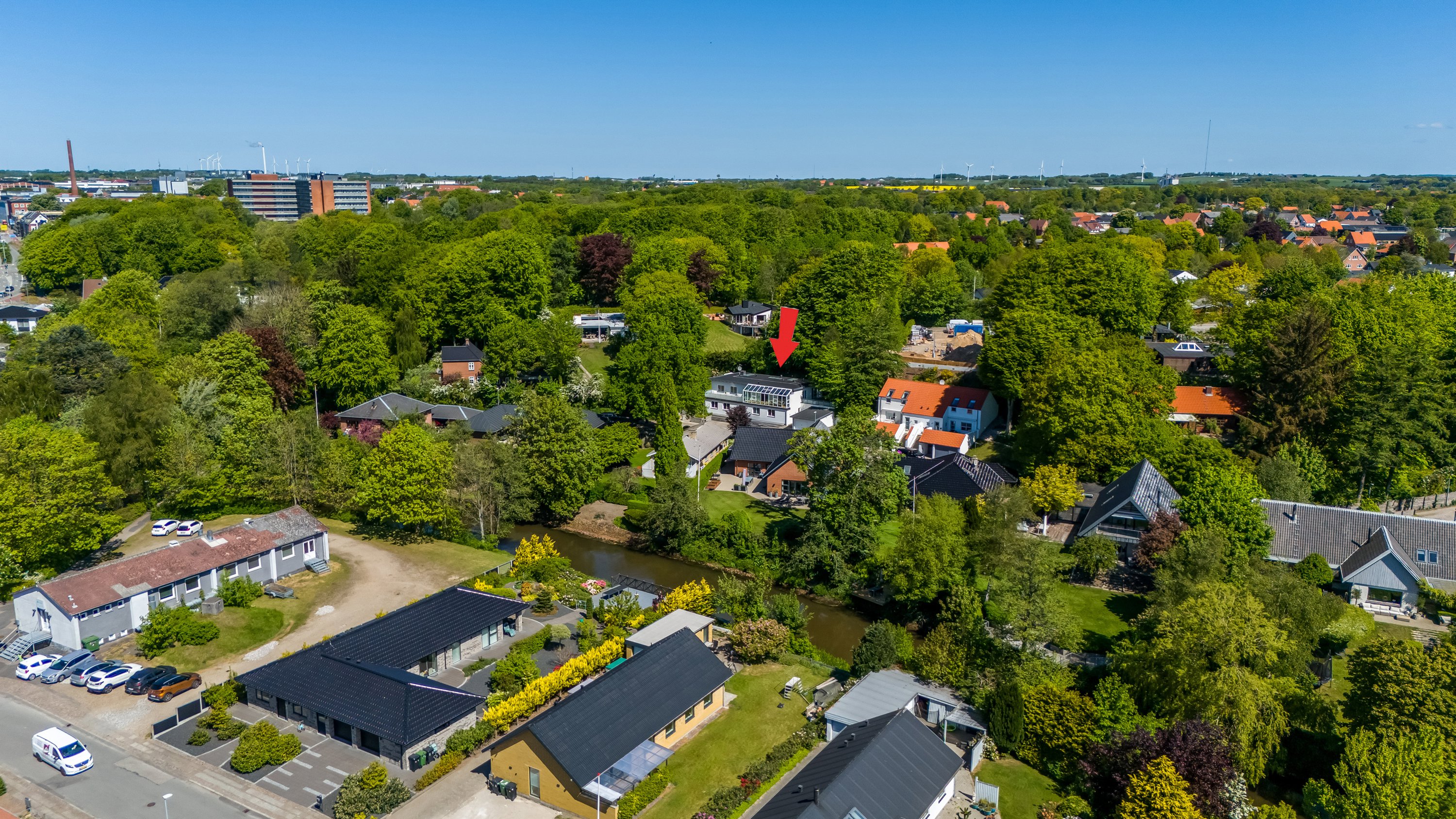 Villa: Luftfoto på Granbakken 9, 7500 Holstebro