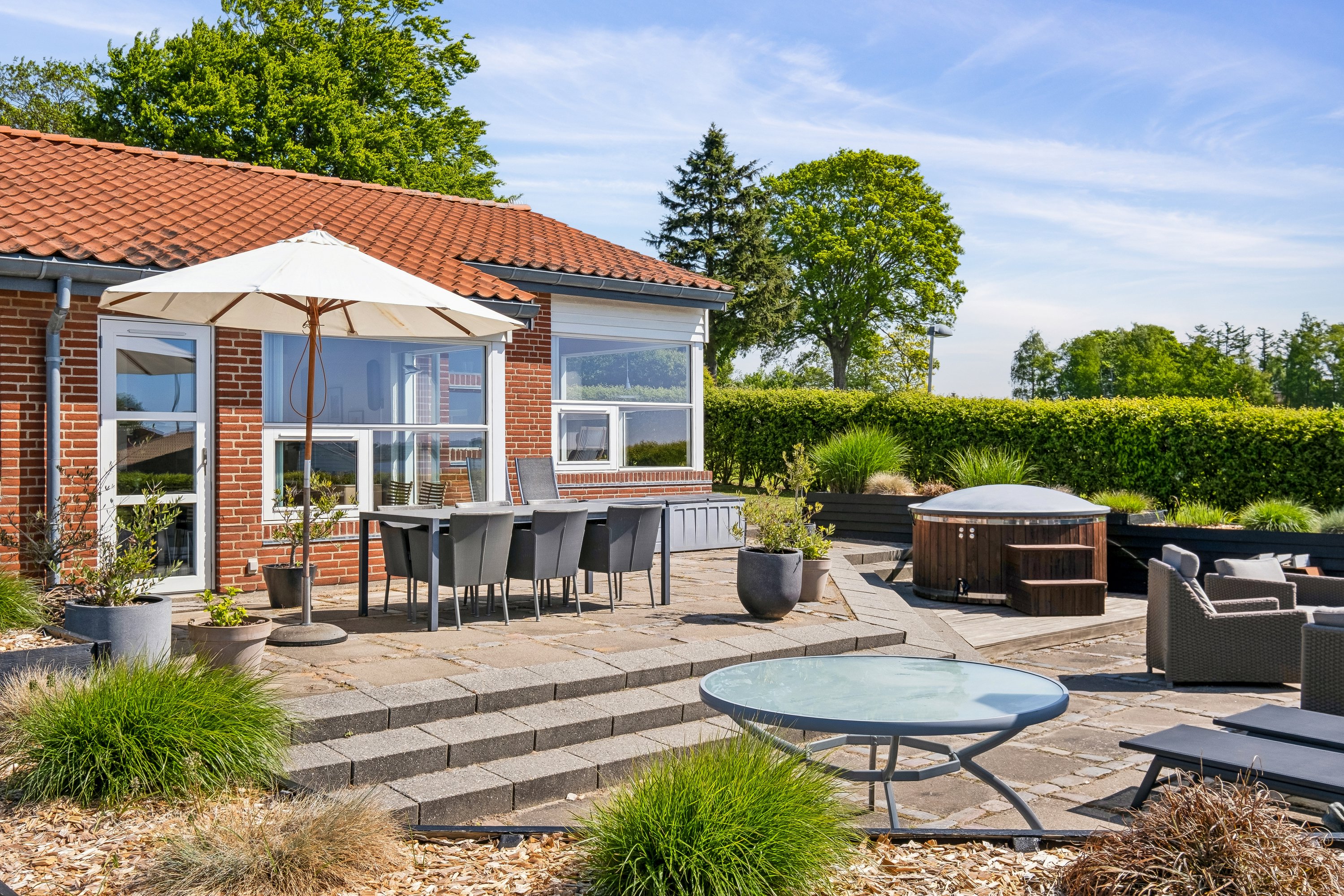 Fremhævet terrasse billede i fuldskærmstilstand. Billede af Hovmarksvej 180, Stensballe, 8700 Horsens