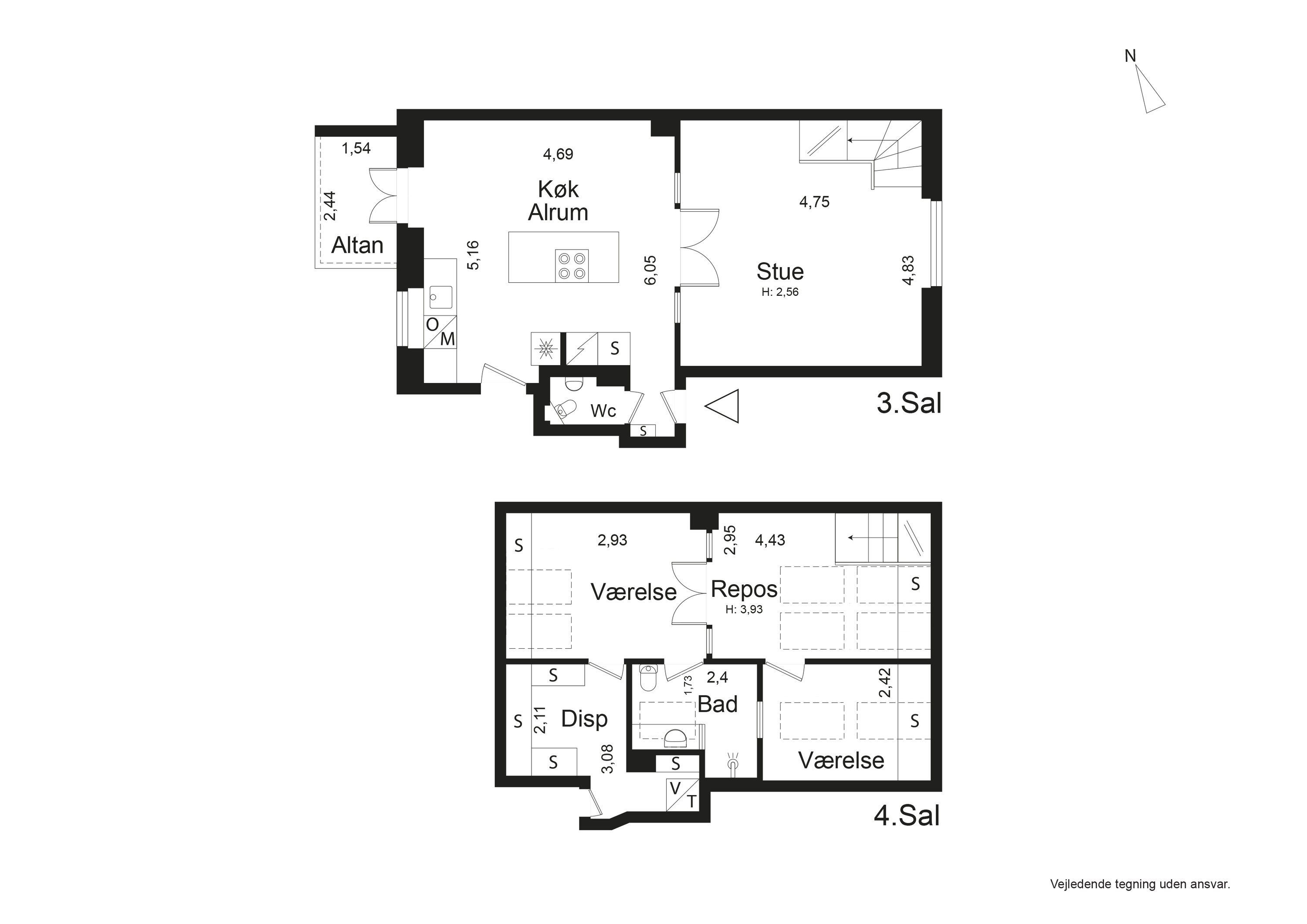 Plantegninger billede af H.V. Nyholms Vej 17, 3. th., 2000 Frederiksberg