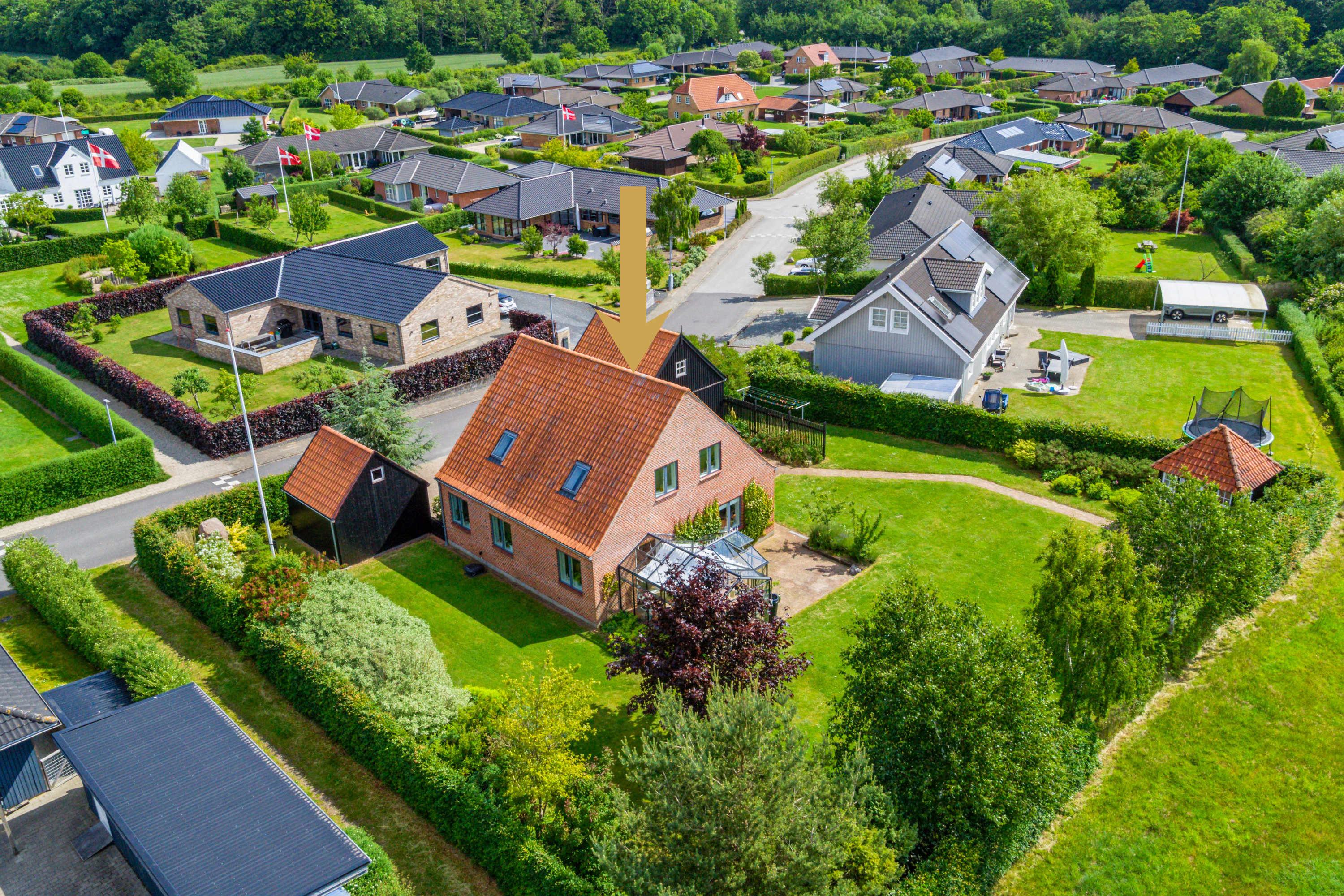 Fremhævet luftfoto billede i fuldskærmstilstand. Billede af Dyrehegnet 15, 6300 Gråsten