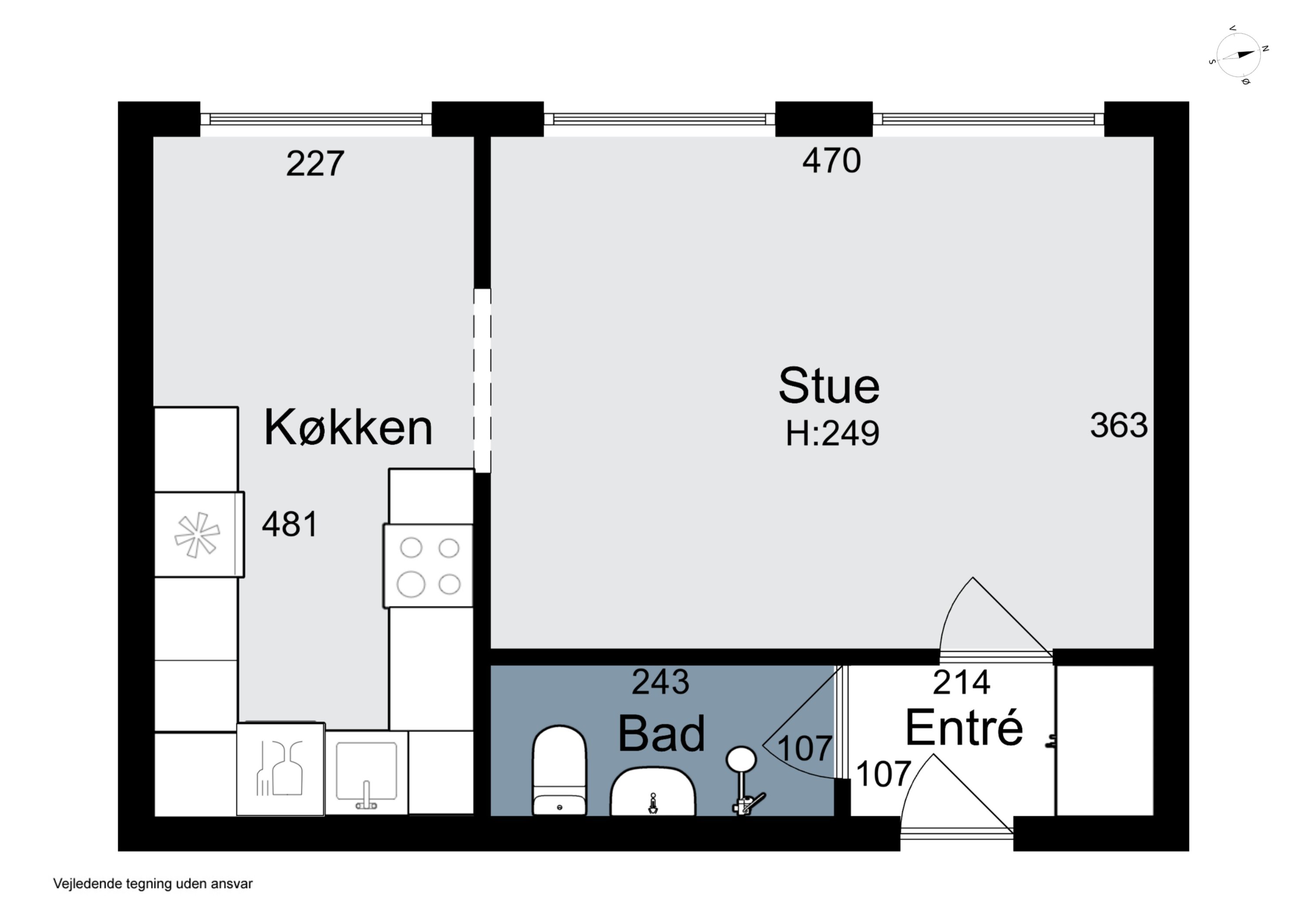 Plantegninger billede af Langelunden 9, 1. mf., Niverød, 2990 Nivå