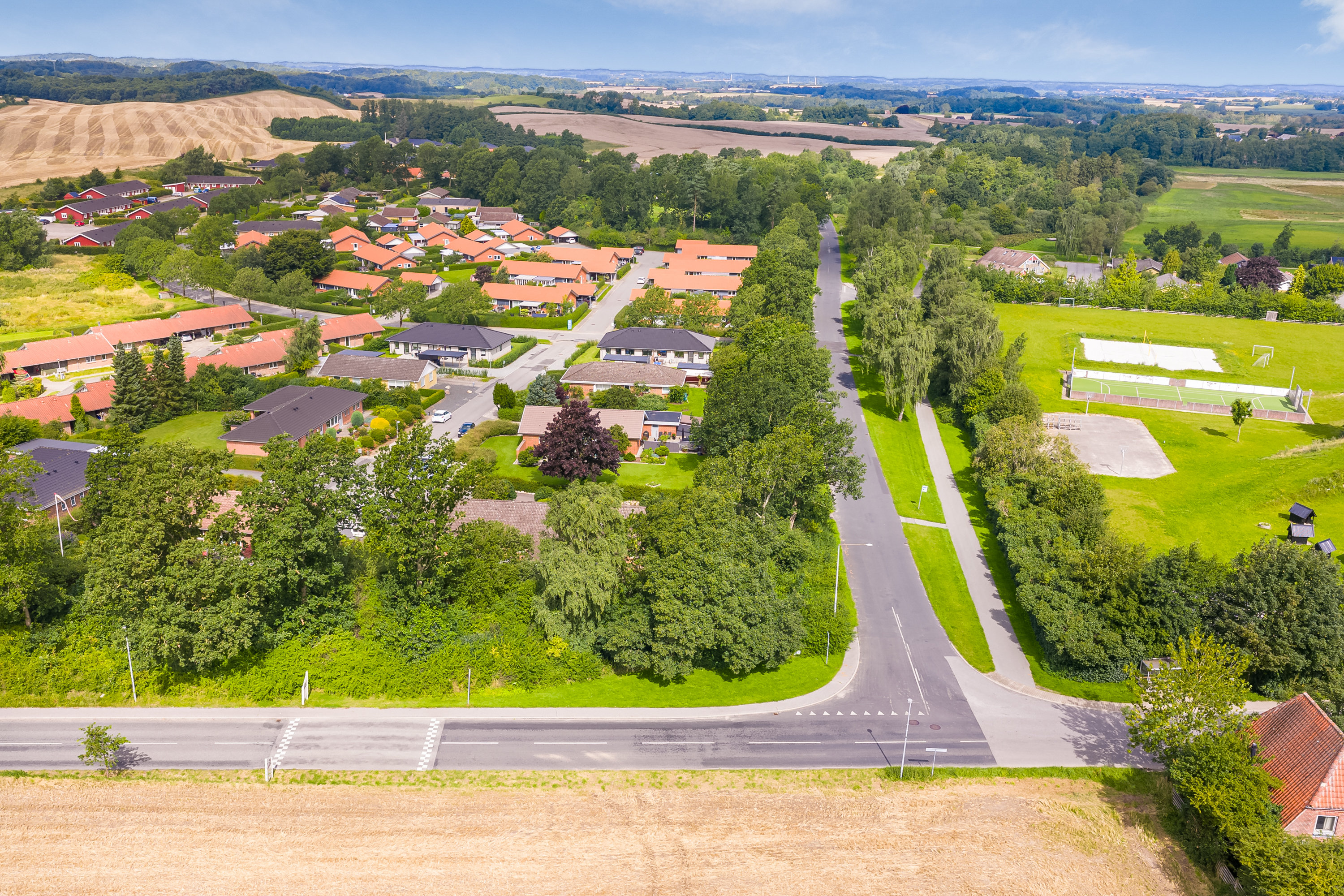 Fremhævet luftfoto billede i fuldskærmstilstand. Billede af Flintebjergvænget 7, Nr Broby, 5672 Broby