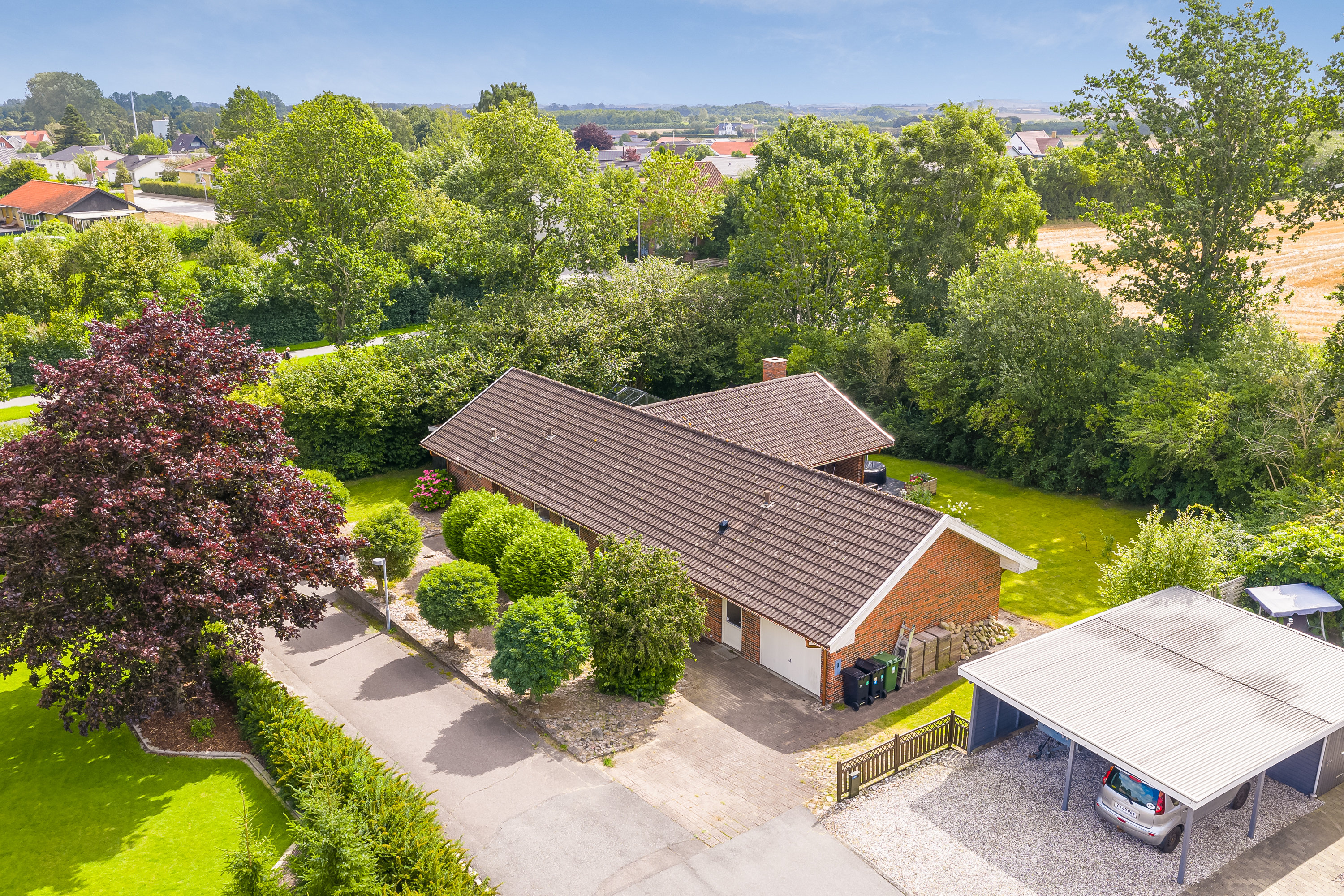 Villa: Luftfoto på Flintebjergvænget 7, Nr Broby, 5672 Broby