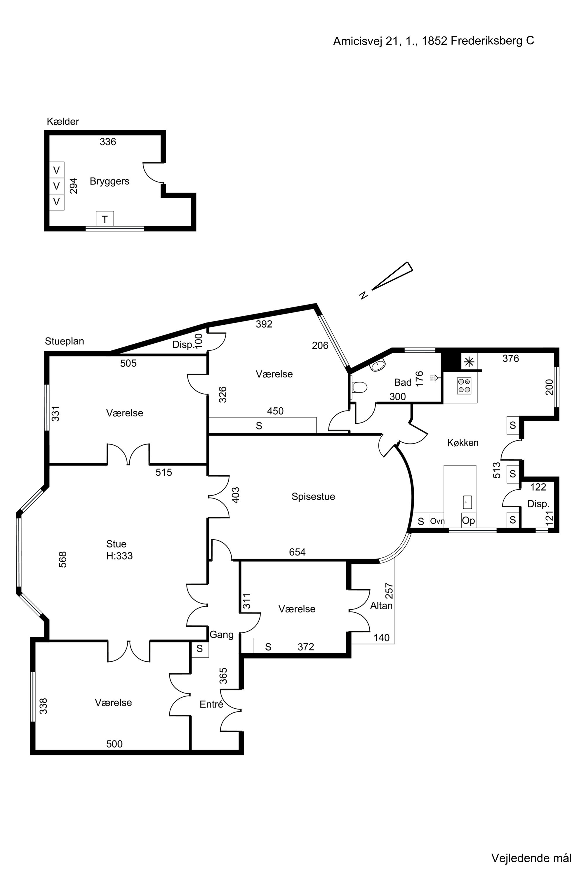Plantegninger billede af Amicisvej 21, 1., 1852 Frederiksberg C