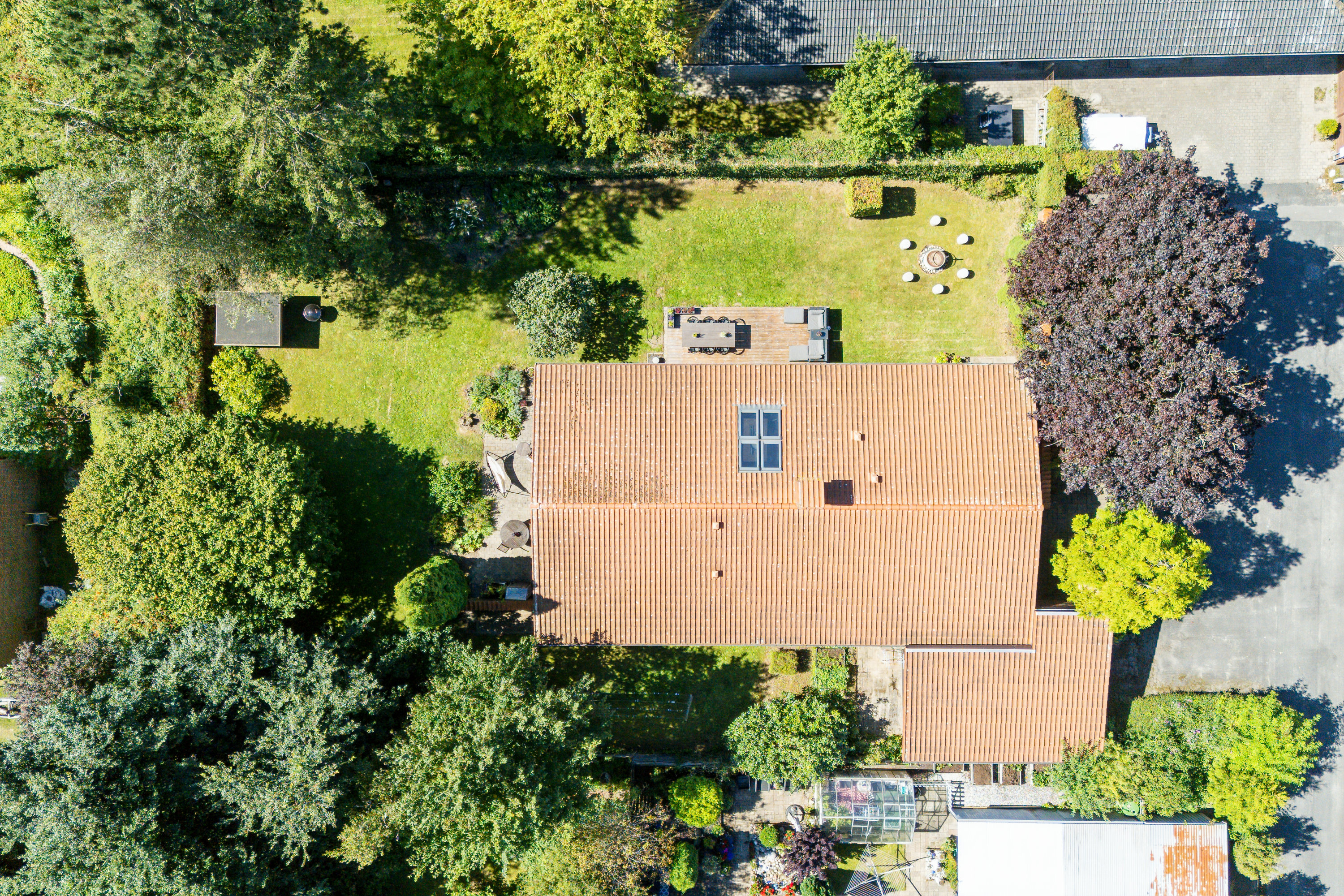 Fremhævet luftfoto billede i fuldskærmstilstand. Billede af Chr. Lehns Vænge 57, Næsbyhoved-Broby, 5270 Odense N