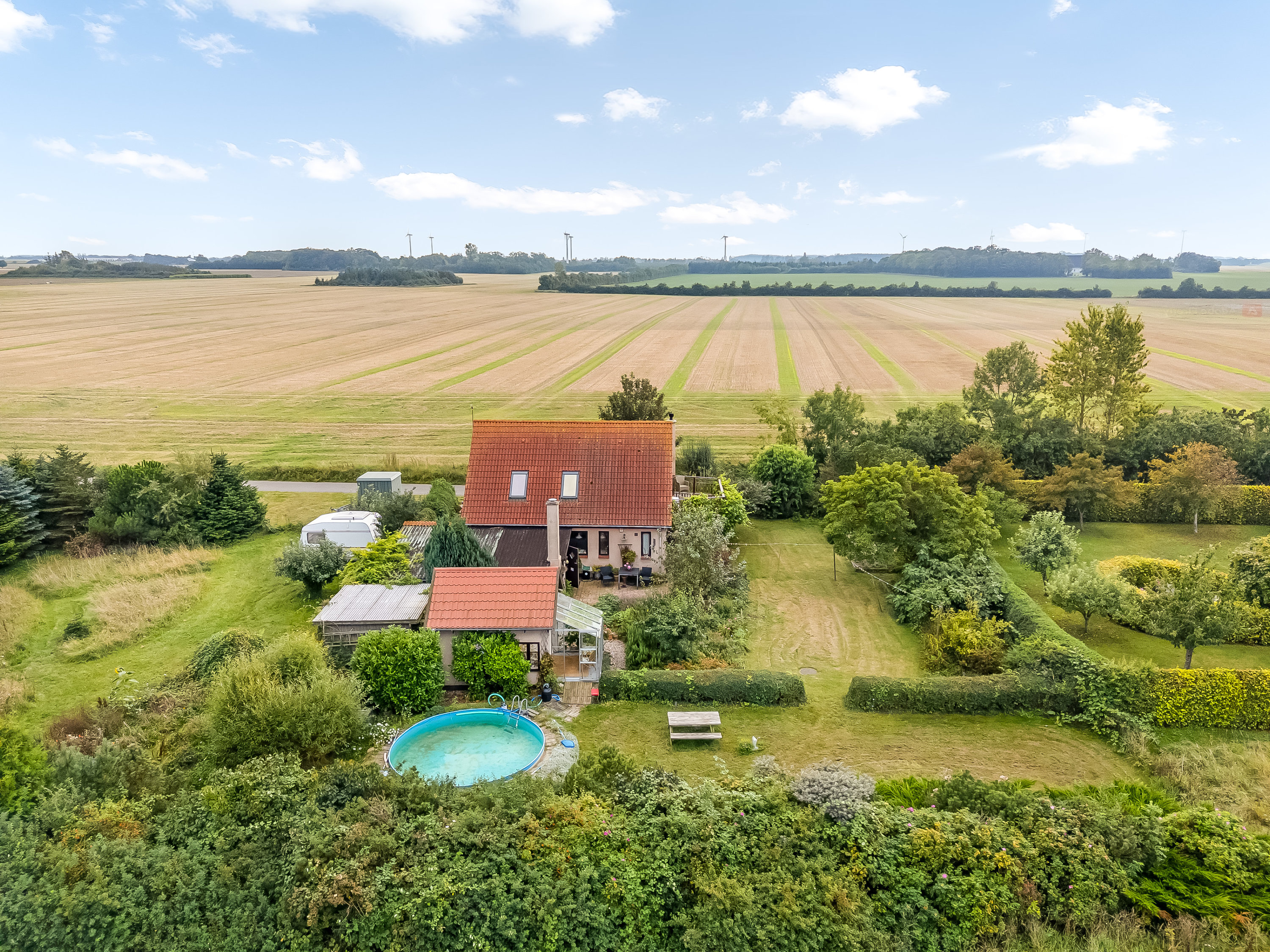 Fremhævet luftfoto billede i fuldskærmstilstand. Billede af Vensholmvej 20, Købelev, 4900 Nakskov