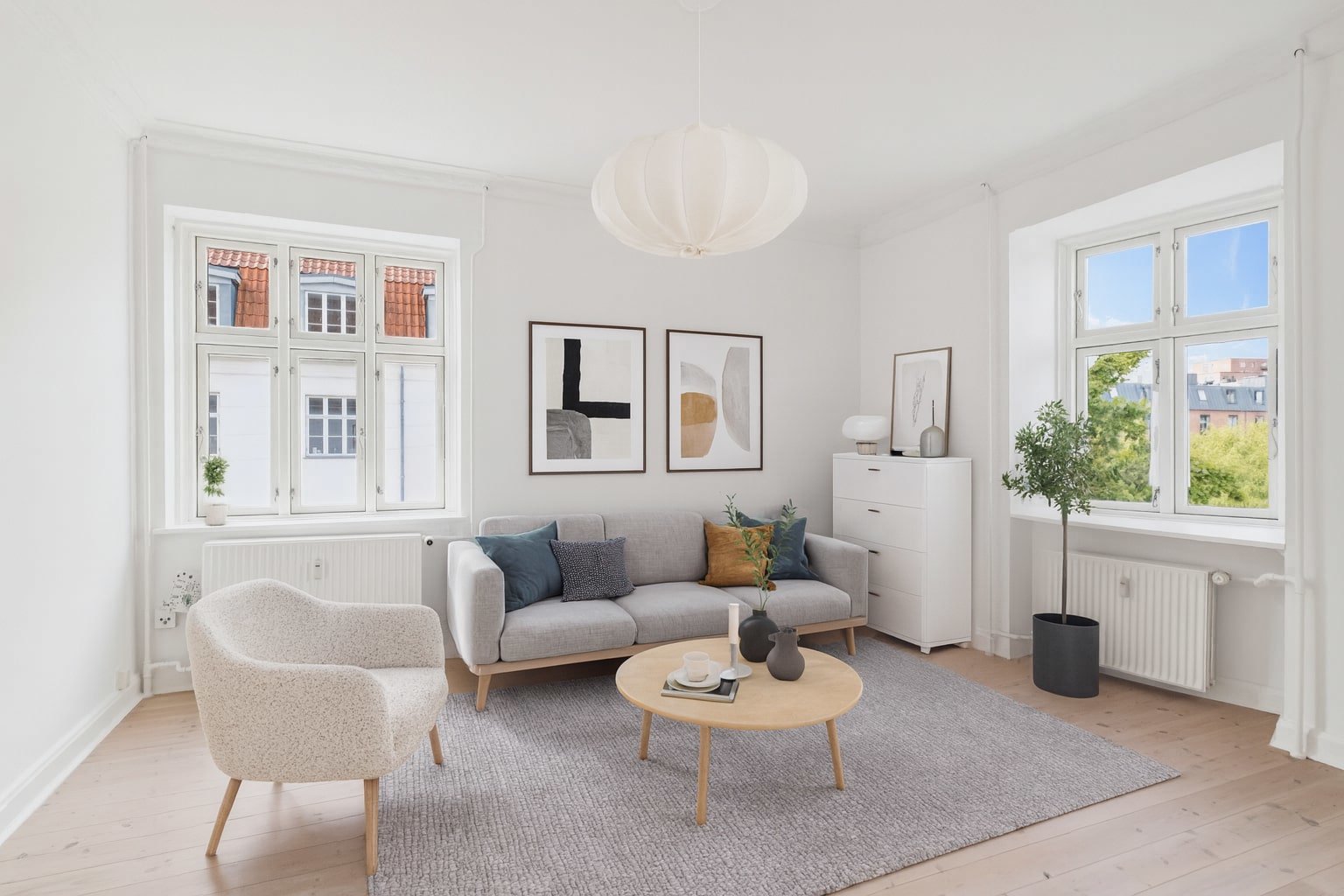 Andelsbolig: Stue møbleret med AI på Østerbro 98, 2. th., 9000 Aalborg