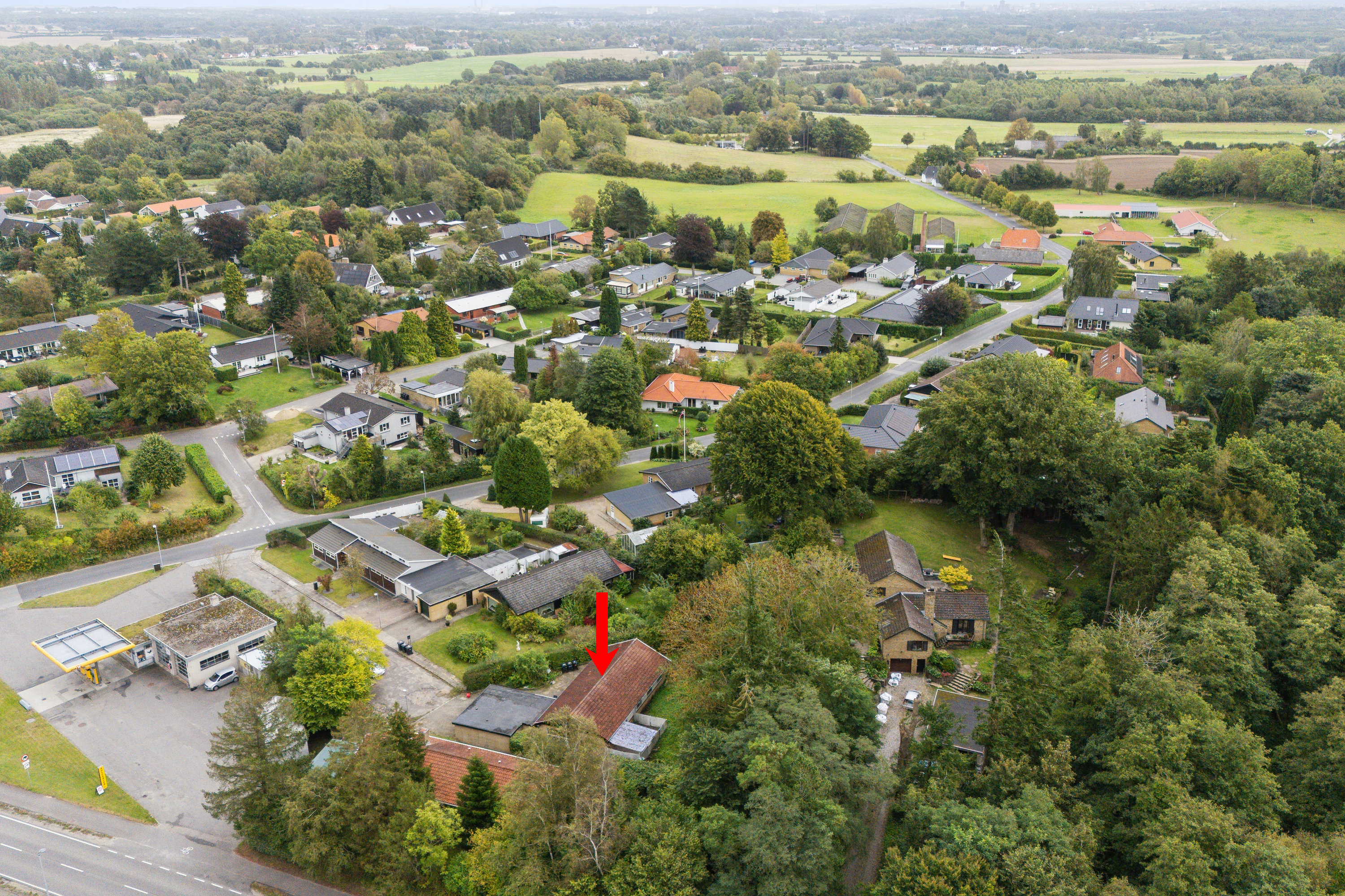 Fremhævet luftfoto billede i fuldskærmstilstand. Billede af Tyrsbjergvej 110, Korup, 5210 Odense NV