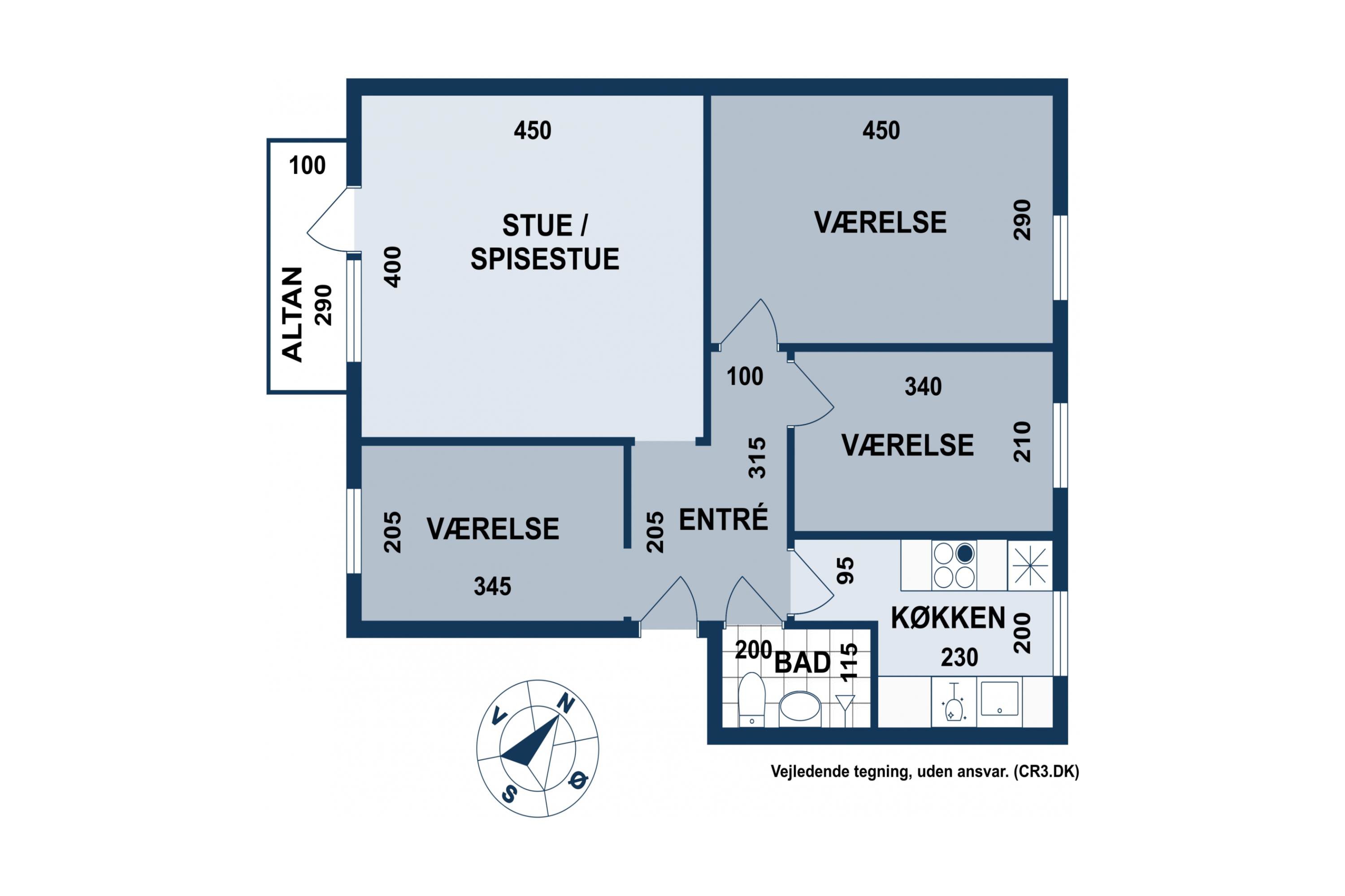 Plantegninger billede af Vigerslevvej 305, 1. tv., 2500 Valby