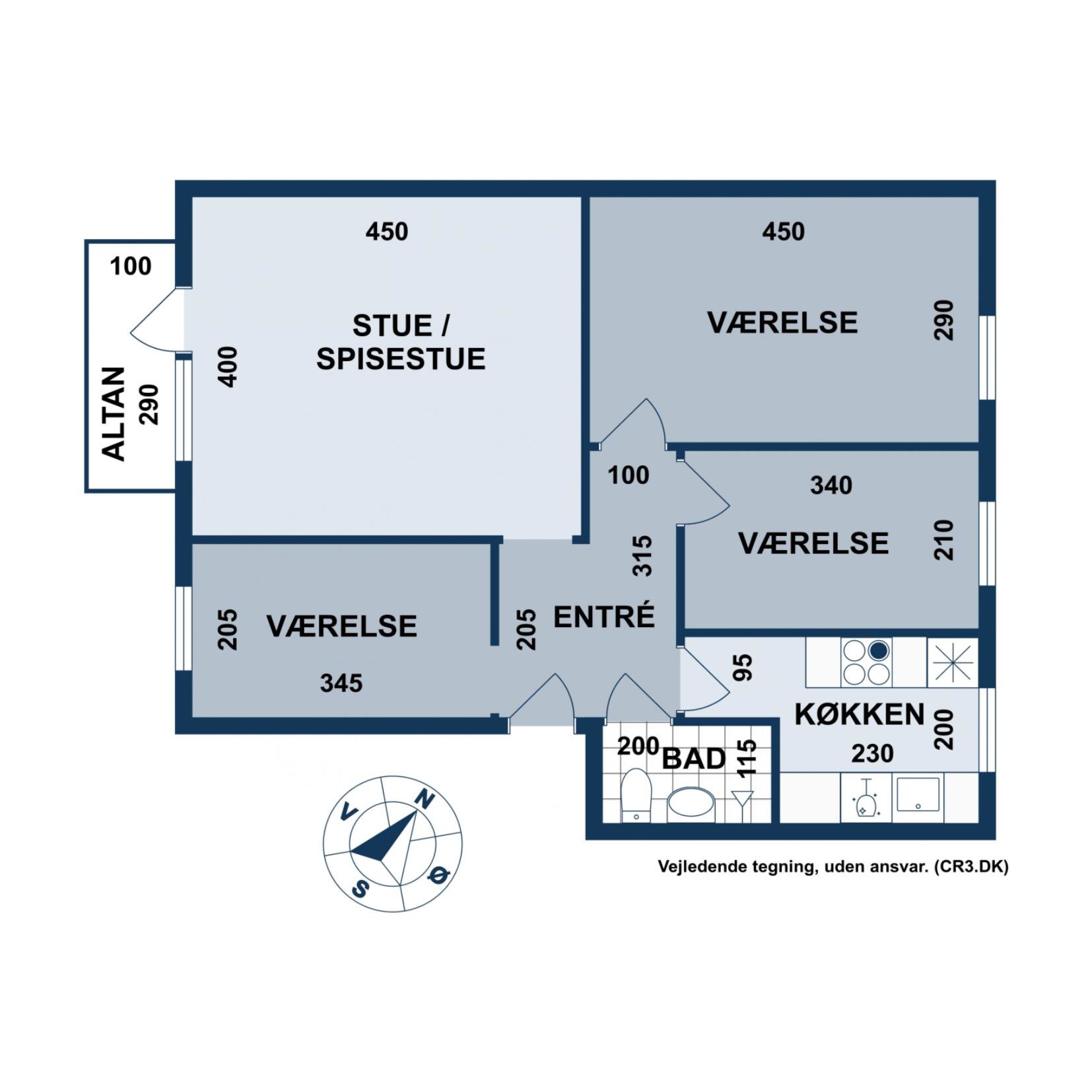 Plantegninger billede af Vigerslevvej 305, 1. tv., 2500 Valby