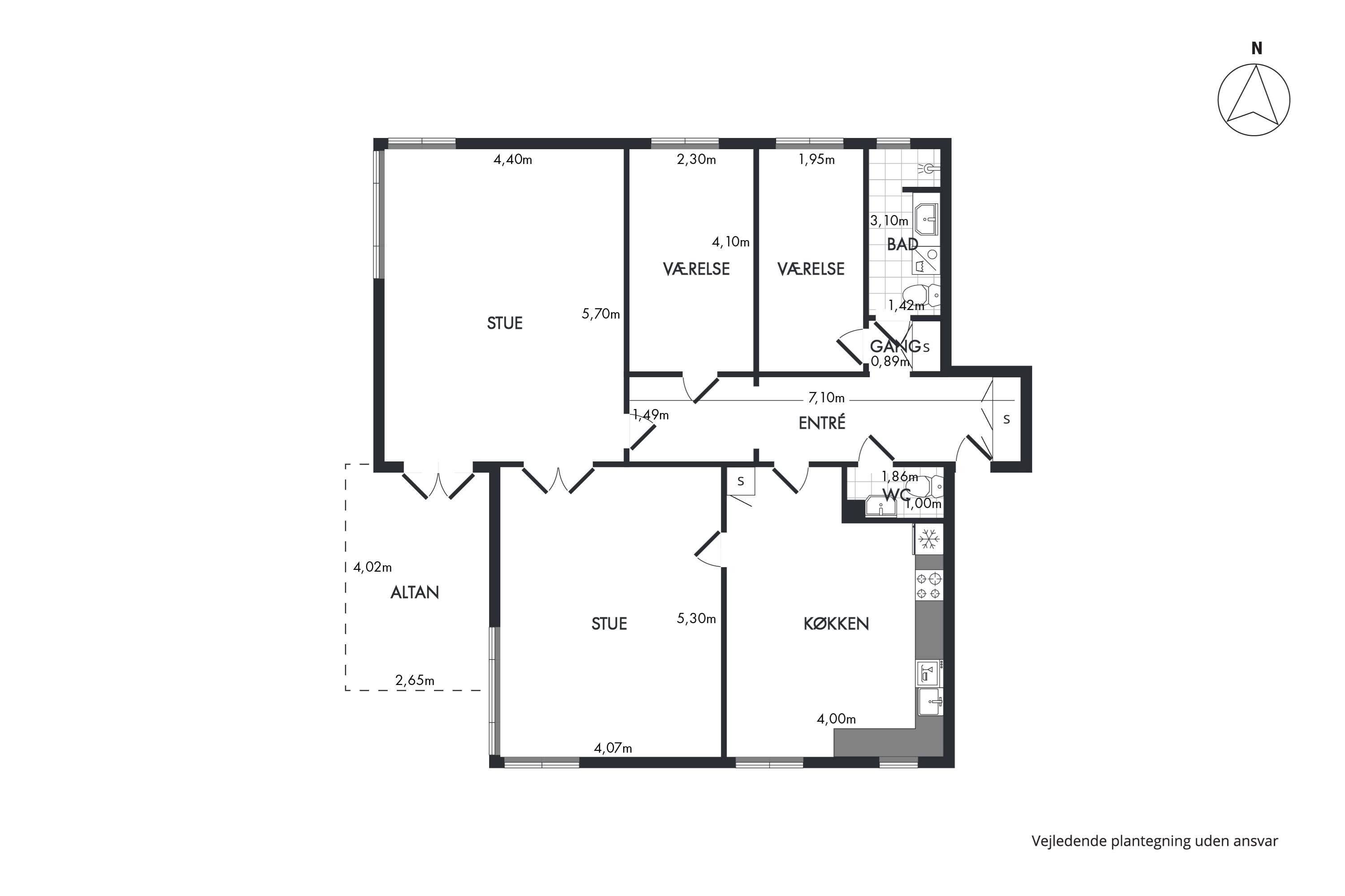 Plantegninger billede af Strandvejen 215, 2. tv., 2900 Hellerup