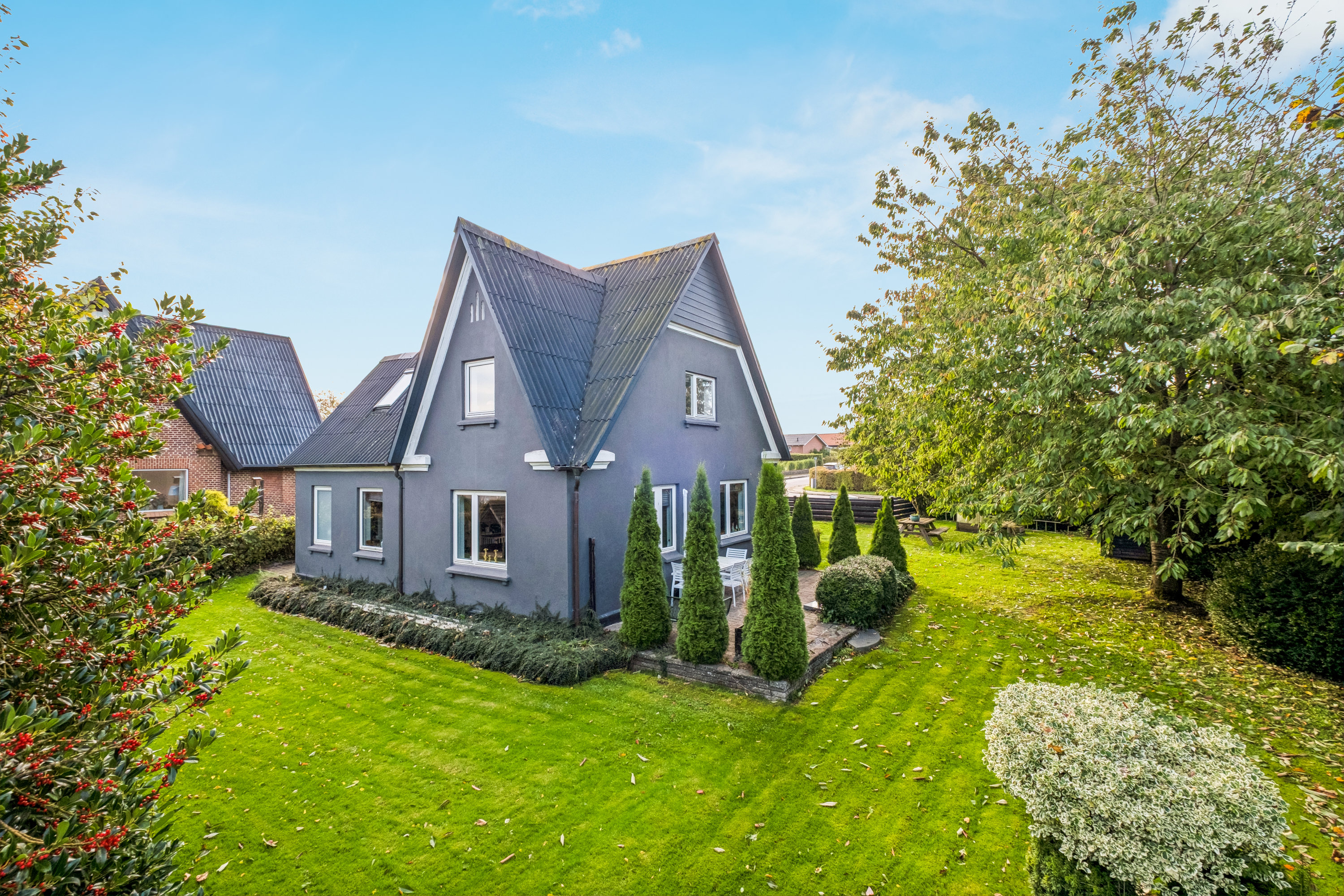 Villa: Set fra haven på Østerhåbsvej 3, Hatting, 8700 Horsens