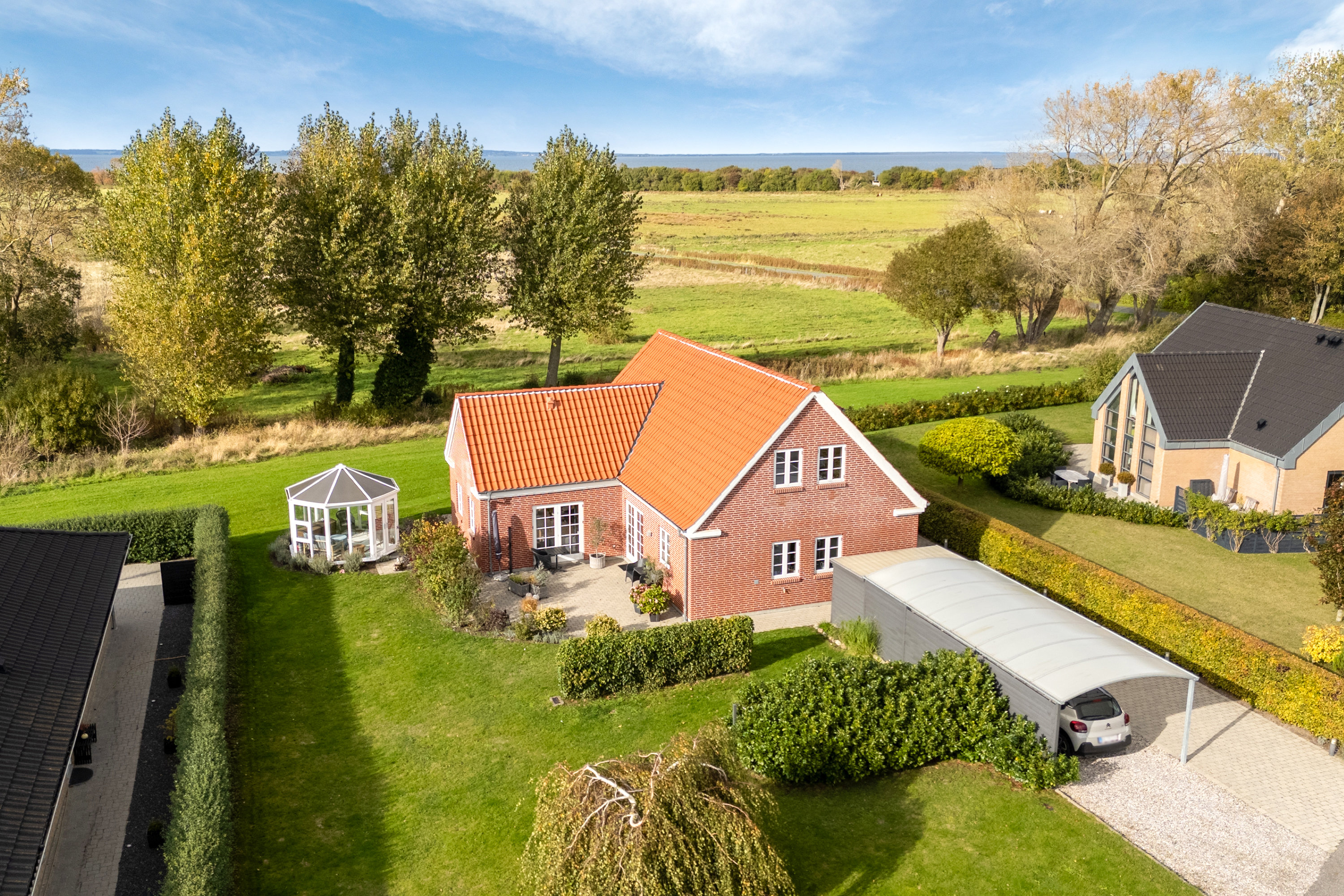 Villa: Luftfoto på Trondheimparken 6, 5400 Bogense