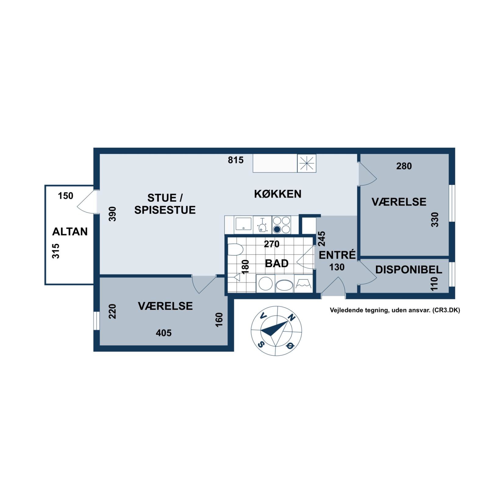Plantegninger billede af Clara Pontoppidans Vej 20, 2. tv., 2500 Valby