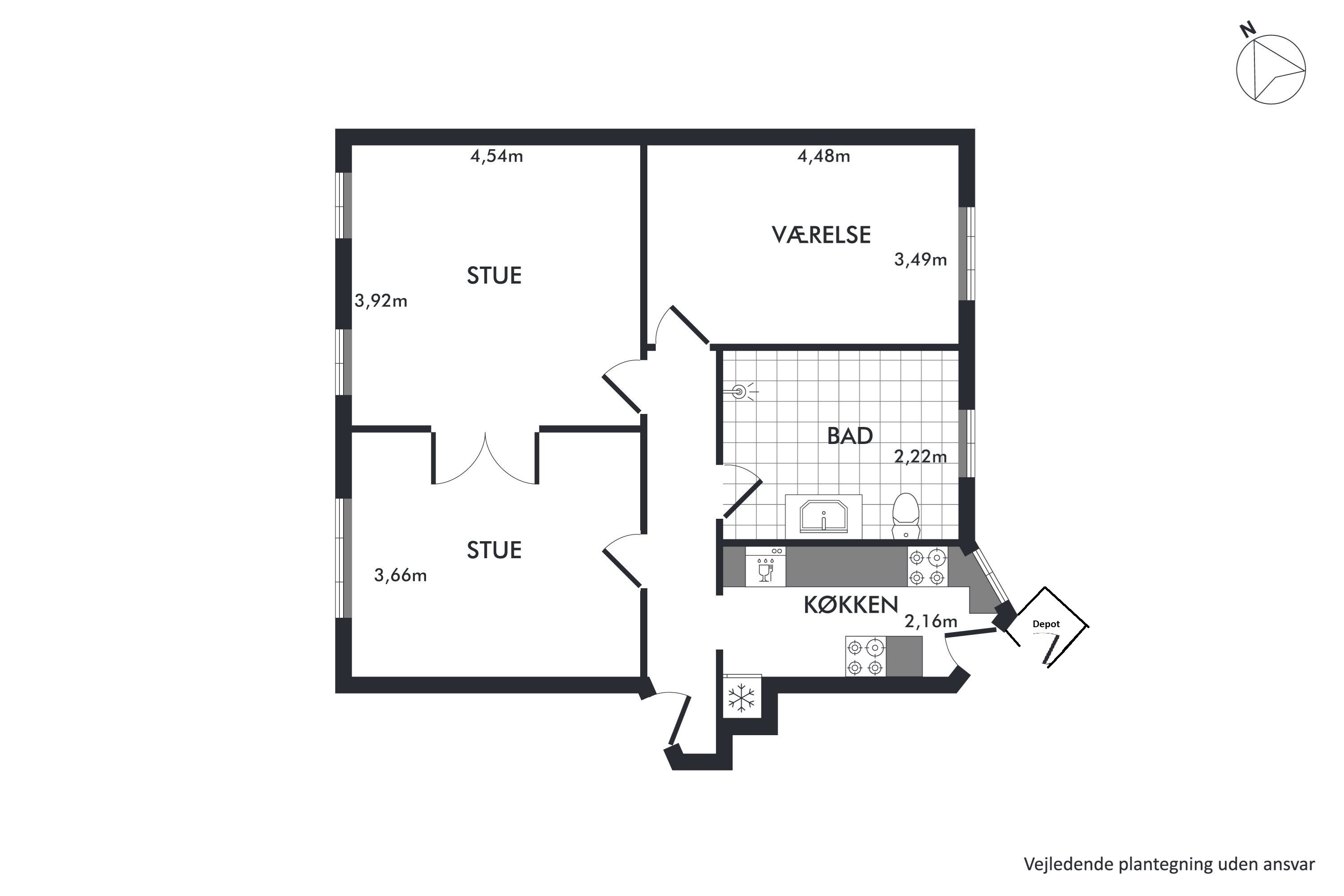 Plantegninger billede af Jyllandsgade 11, 1. tv., 8800 Viborg