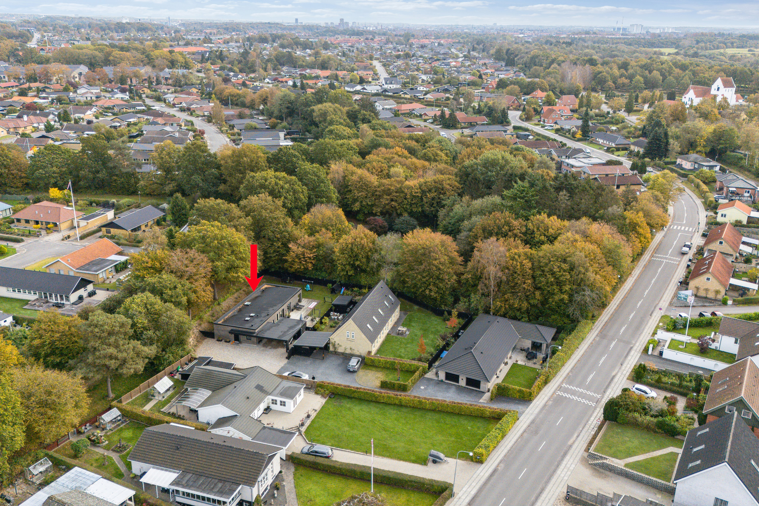 Fremhævet luftfoto billede i fuldskærmstilstand. Billede af Spangsvej 39C, Paarup, 5210 Odense NV