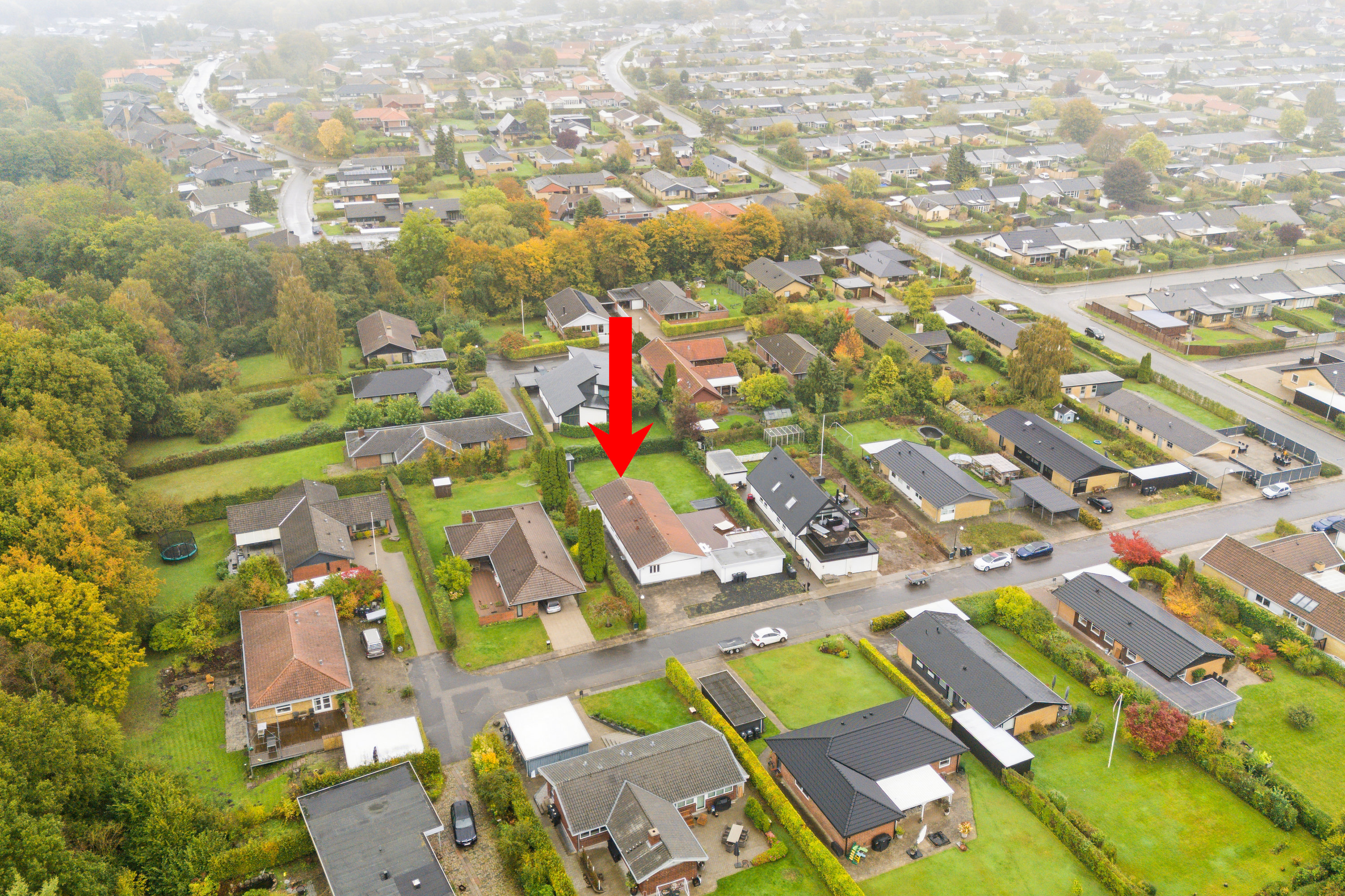 Fremhævet luftfoto billede i fuldskærmstilstand. Billede af Løvsangervænget 9, Snestrup, 5210 Odense NV