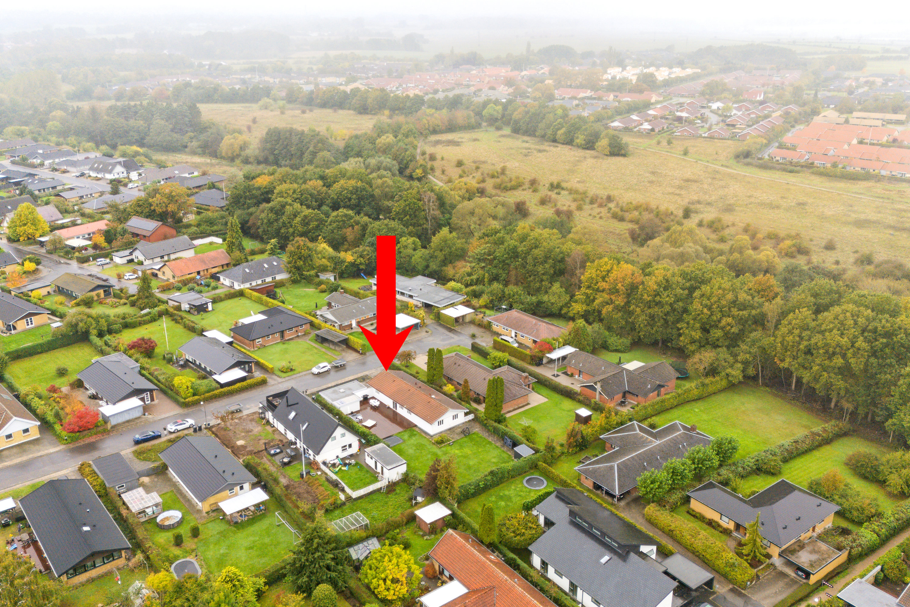 Fremhævet luftfoto billede i fuldskærmstilstand. Billede af Løvsangervænget 9, Snestrup, 5210 Odense NV