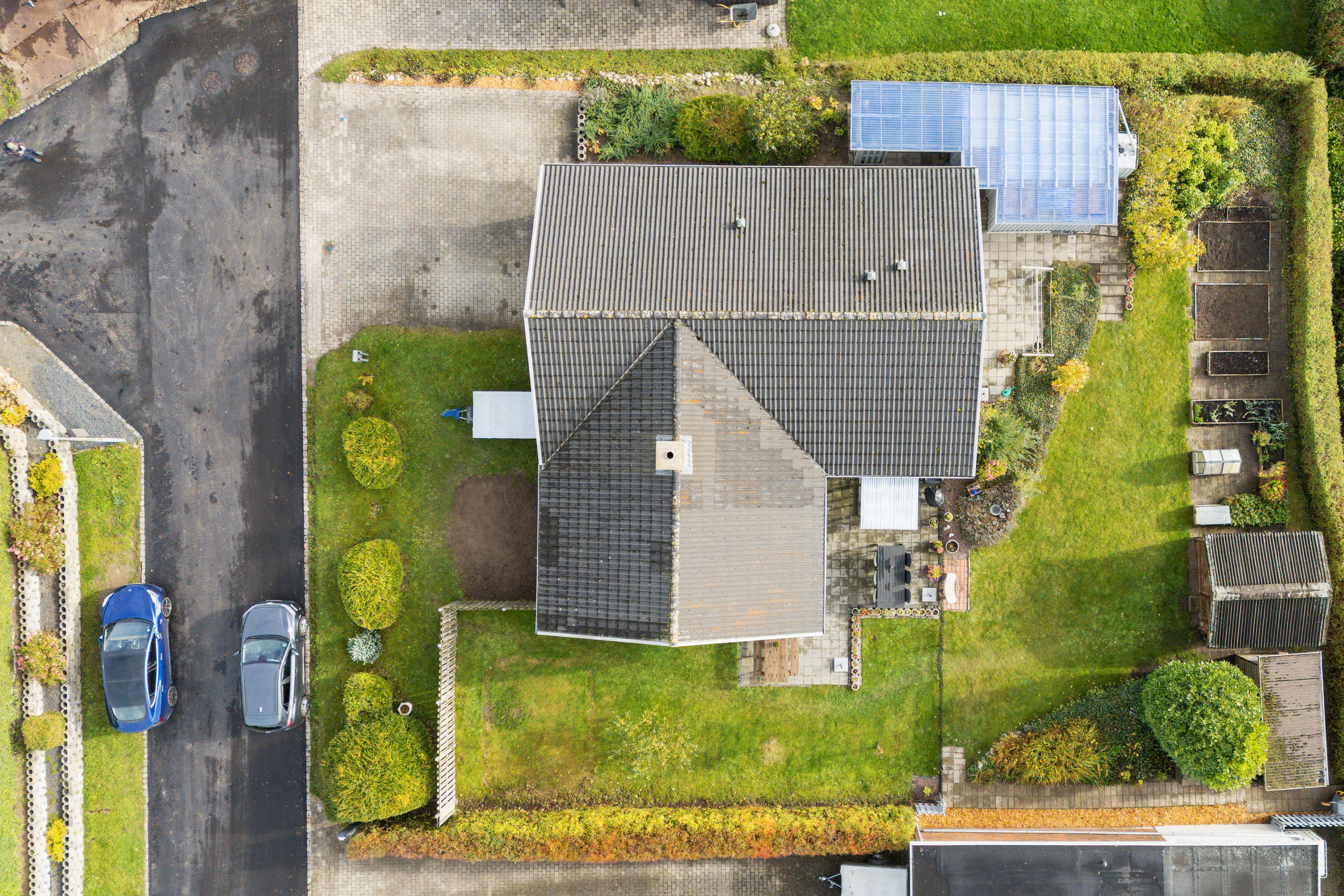 Fremhævet luftfoto billede i fuldskærmstilstand. Billede af Kløvermarken 38, Skallebølle, 5492 Vissenbjerg