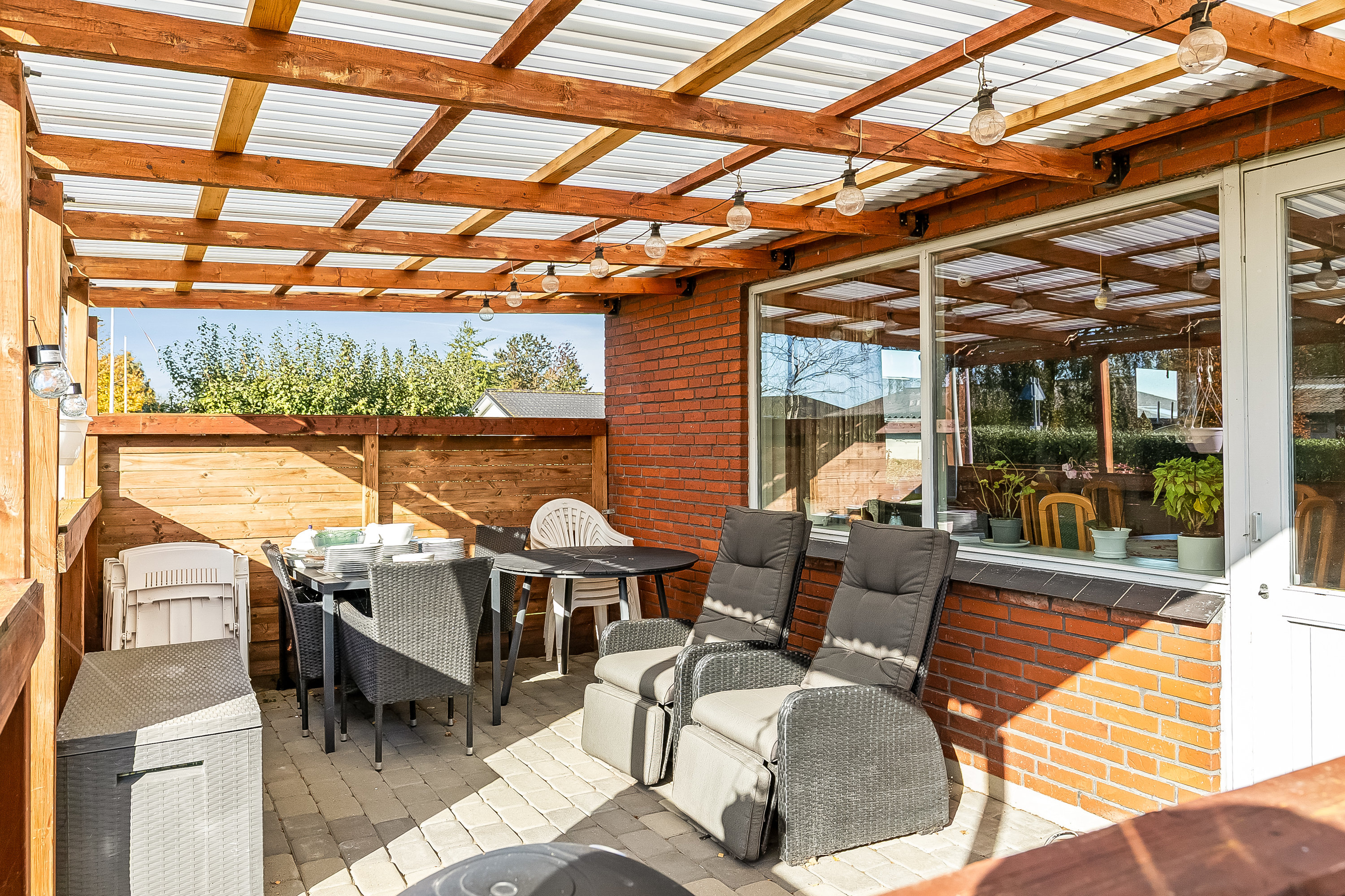 Fremhævet overdækket terrasse billede i fuldskærmstilstand. Billede af Søskendevej 18, Erritsø, 7000 Fredericia