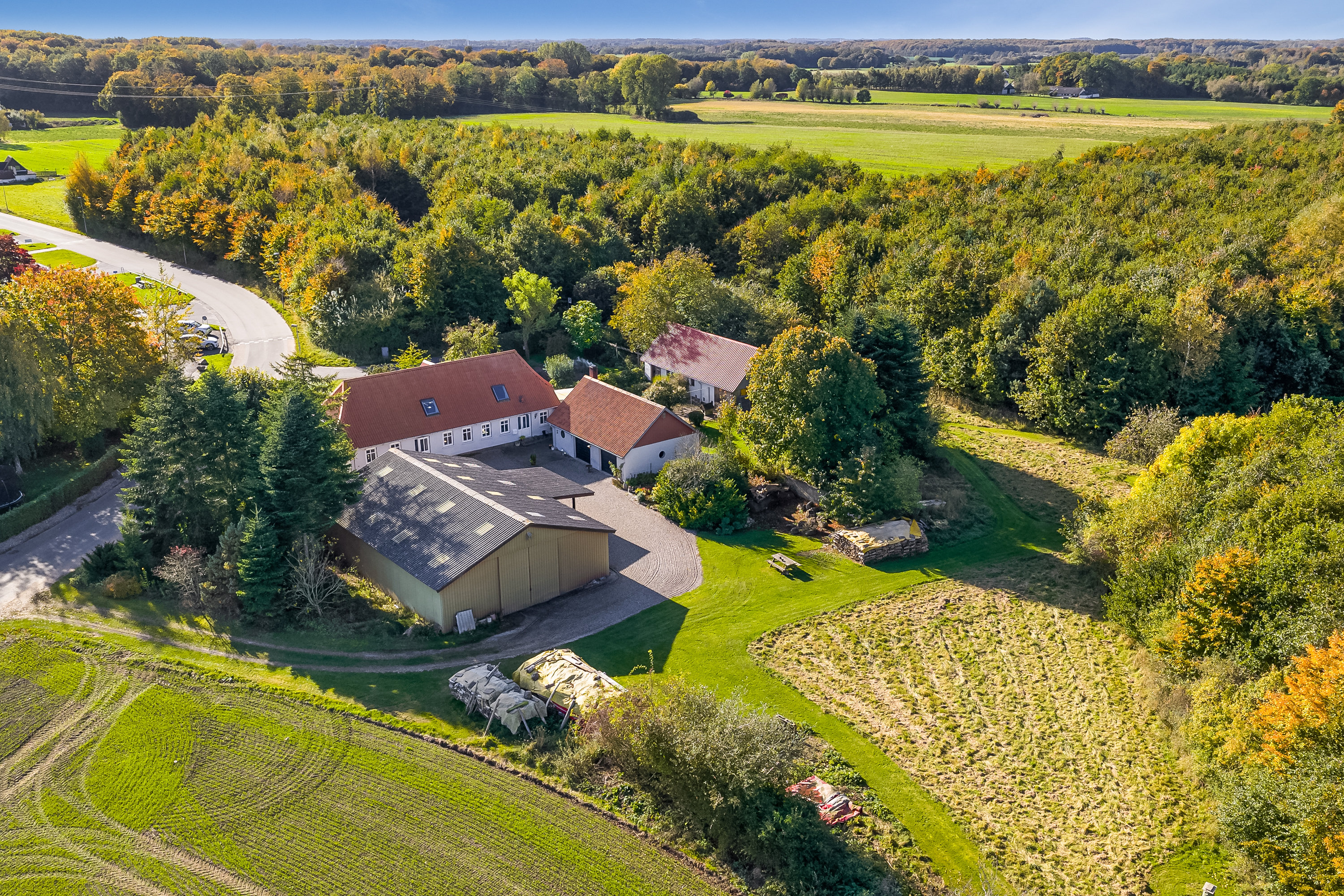 Fremhævet luftfoto billede i fuldskærmstilstand. Billede af Pårupvej 20, Skellerup, 5540 Ullerslev