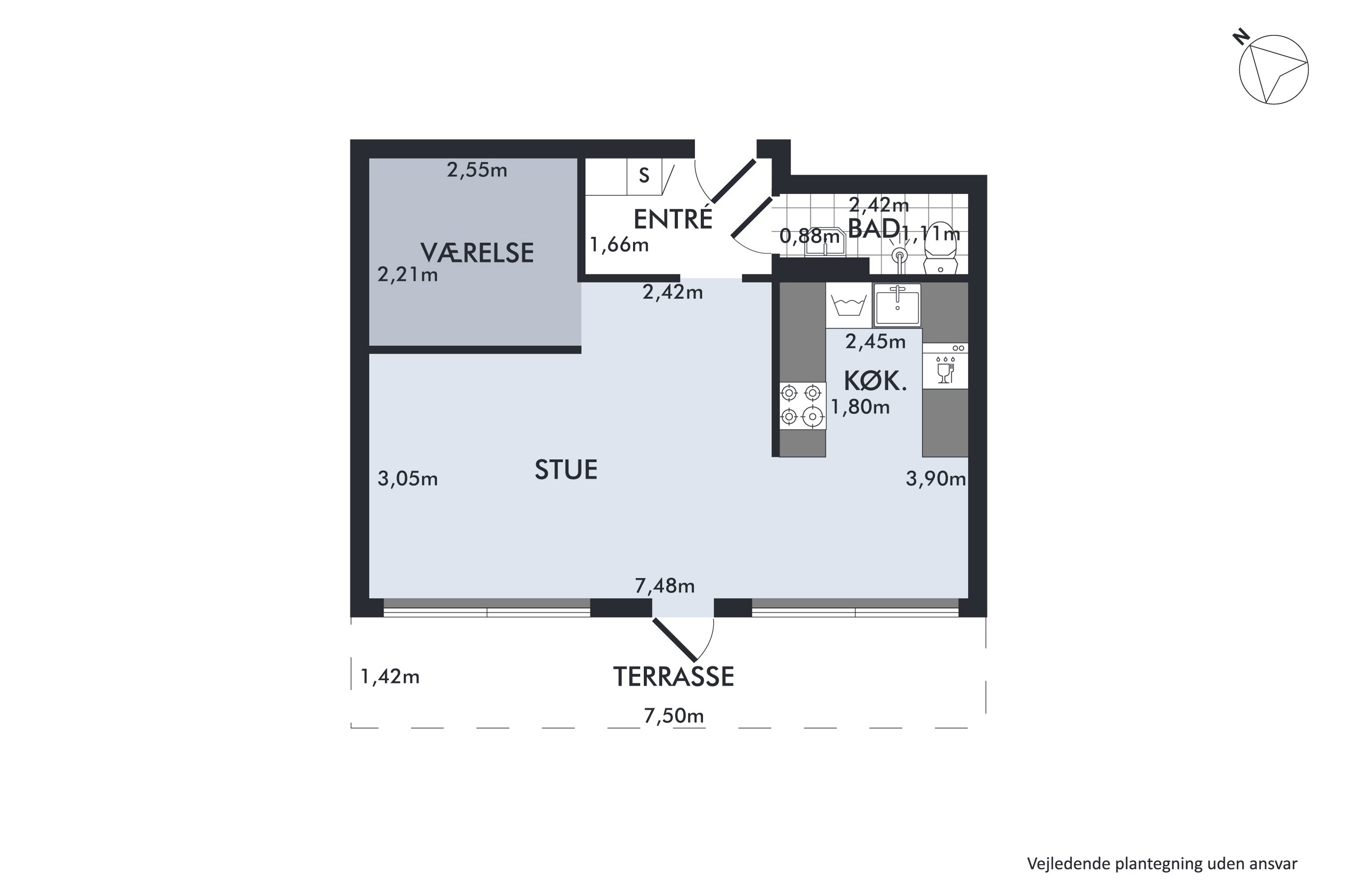 Plantegninger billede af Cedervænget 25, 3. mf., 2830 Virum