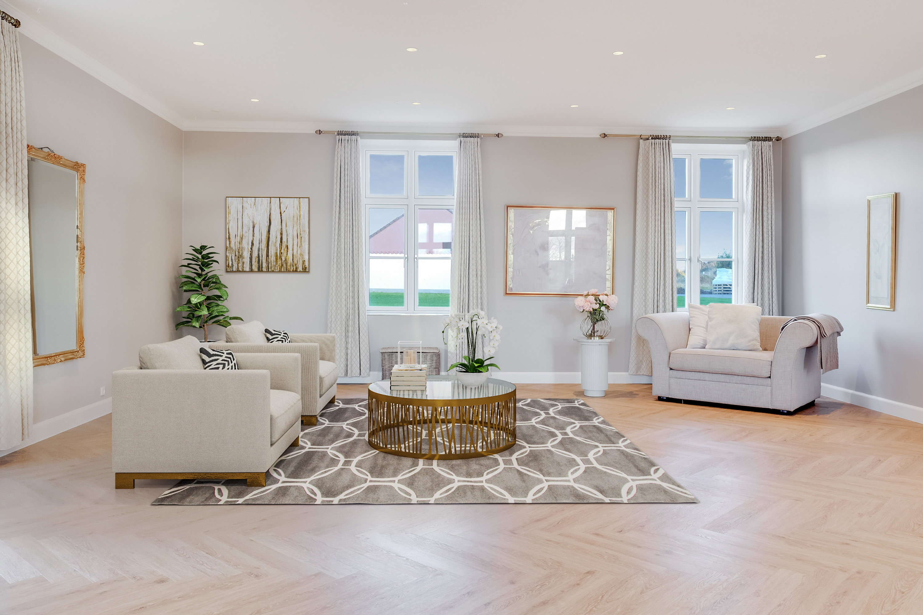 Fremhævet stue billede i fuldskærmstilstand. Billede af Dådyrbakken 96, 5500 Middelfart