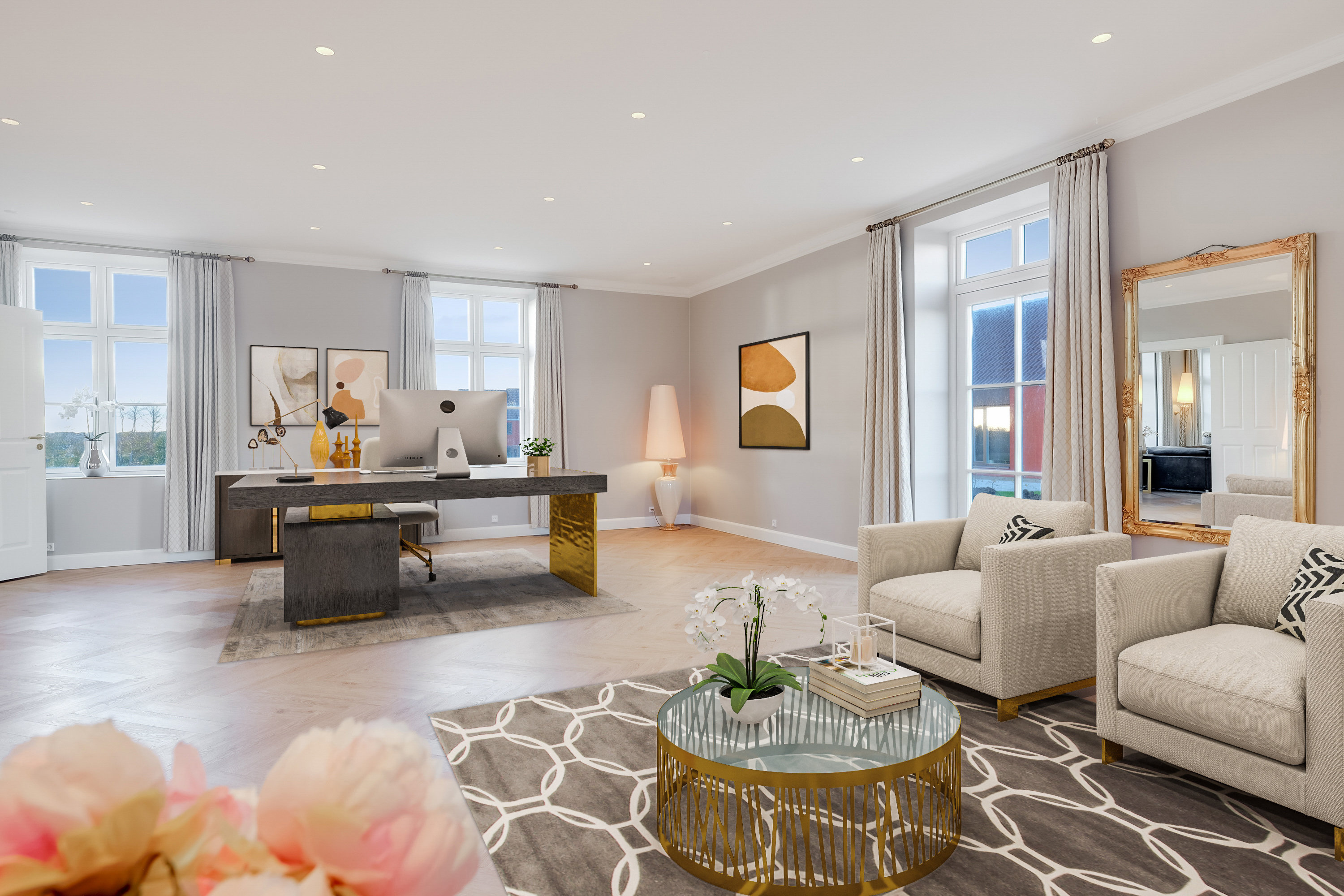 Fremhævet stue billede i fuldskærmstilstand. Billede af Dådyrbakken 96, 5500 Middelfart