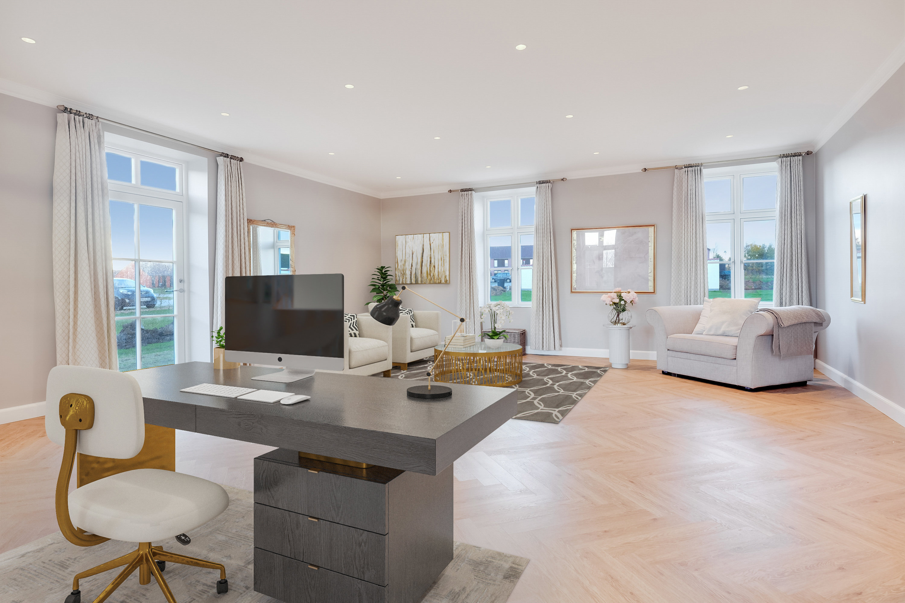 Fremhævet stue billede i fuldskærmstilstand. Billede af Dådyrbakken 96, 5500 Middelfart