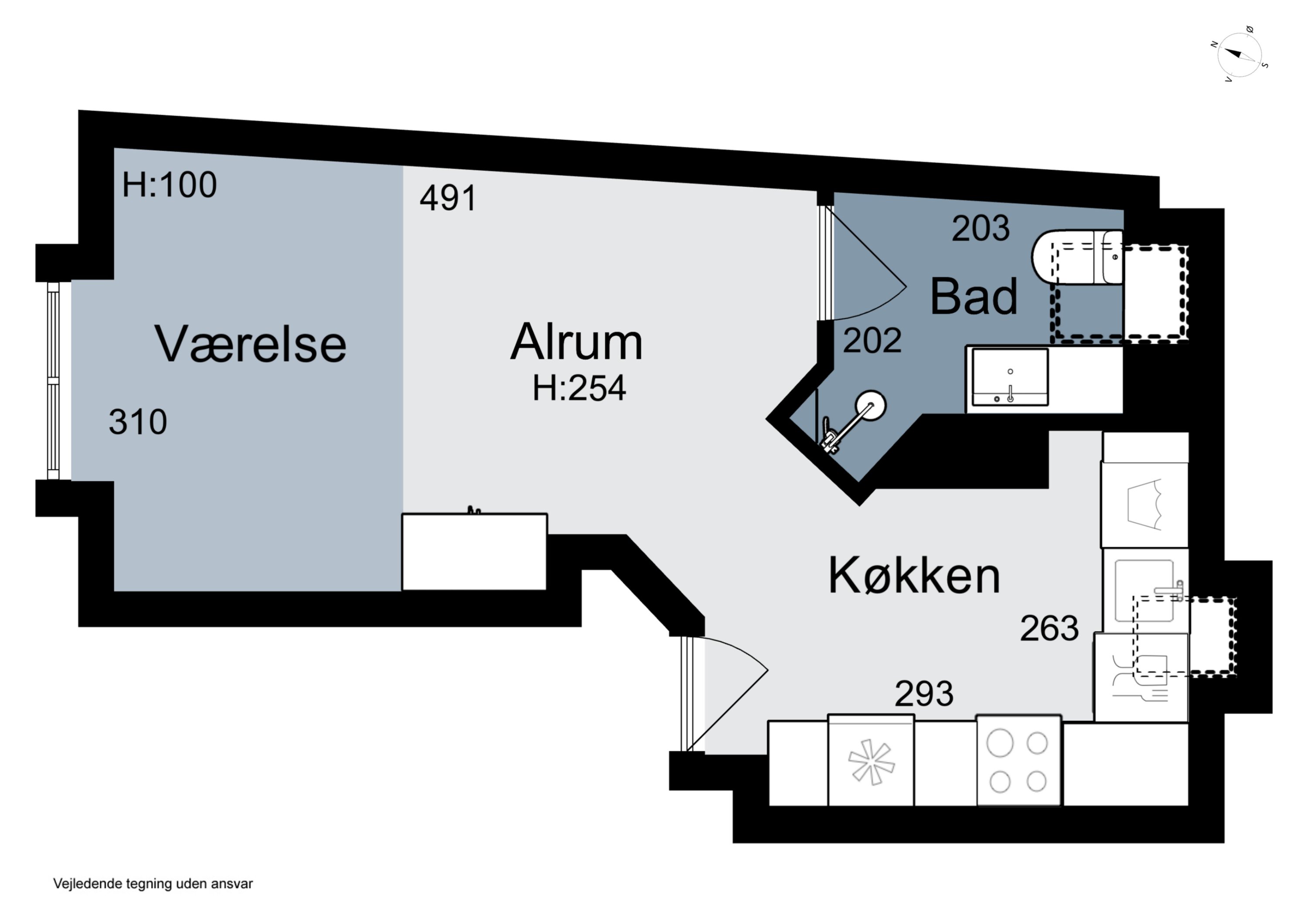 Plantegninger billede af Nørre Allé 89, 2. tv., 8000 Aarhus C