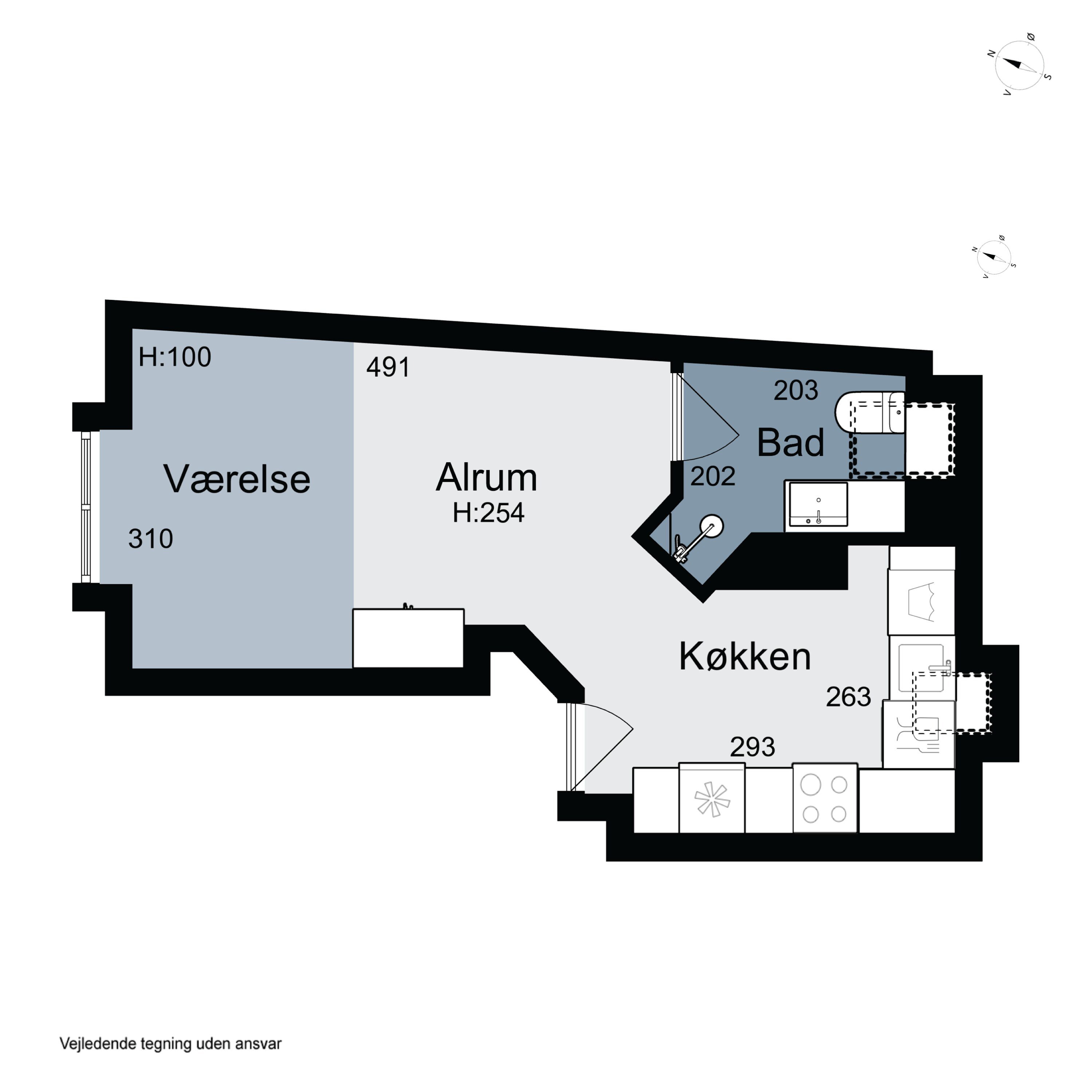 Plantegninger billede af Nørre Allé 89, 2. tv., 8000 Aarhus C