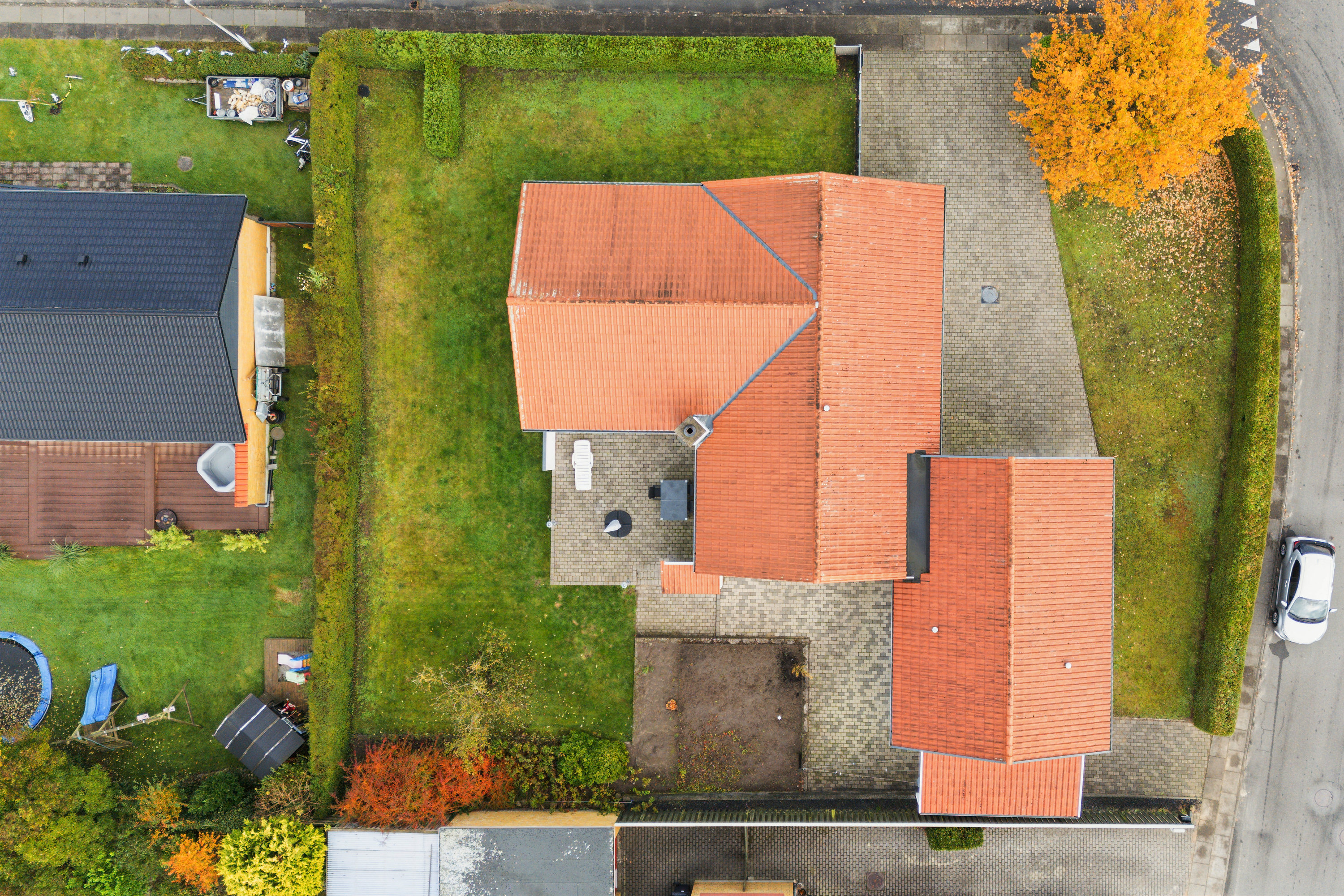 Fremhævet luftfoto billede i fuldskærmstilstand. Billede af Hjertegræsvej 22, Slukefter, 5210 Odense NV