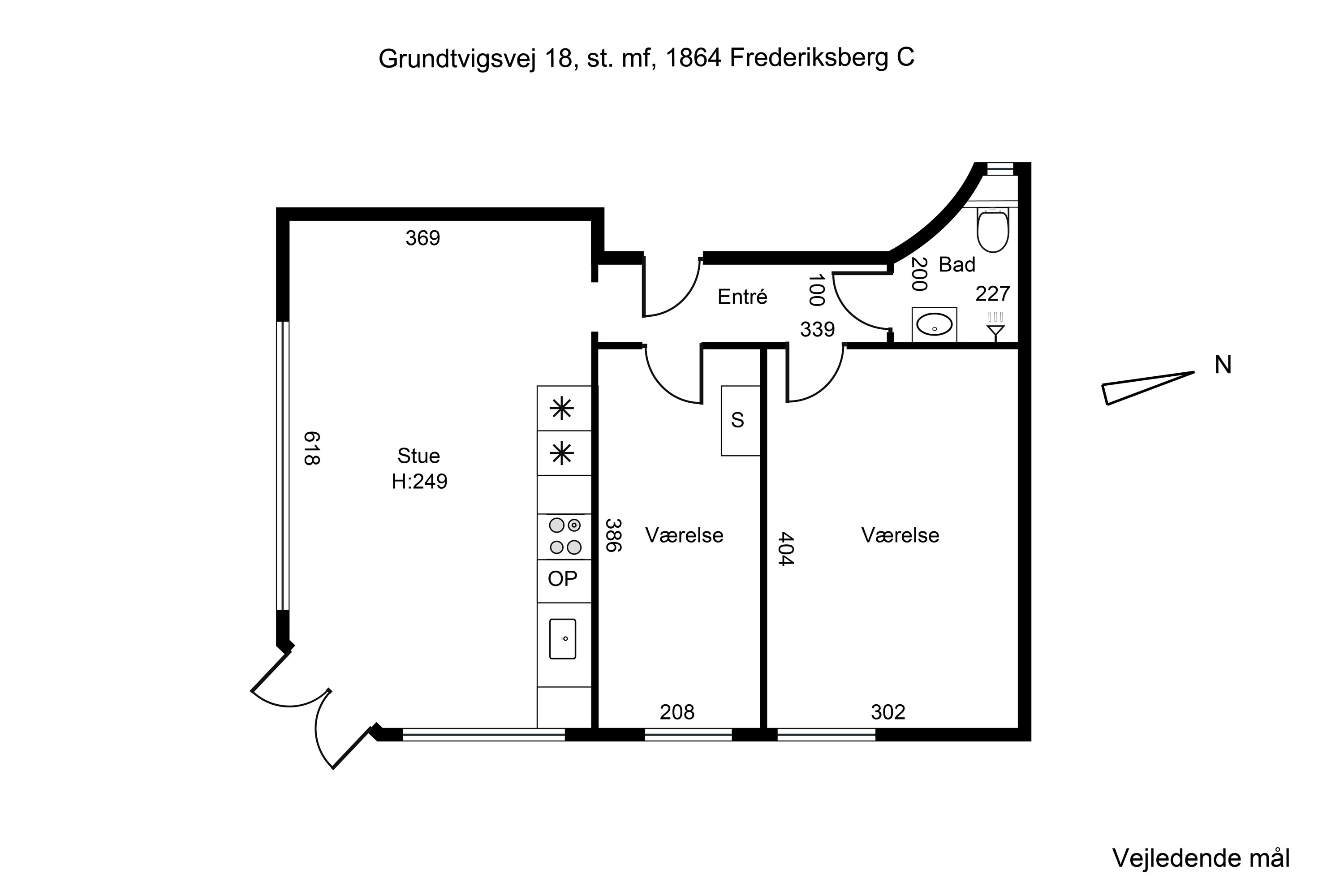 Plantegninger billede af Grundtvigsvej 18, st.. mf., 1864 Frederiksberg C