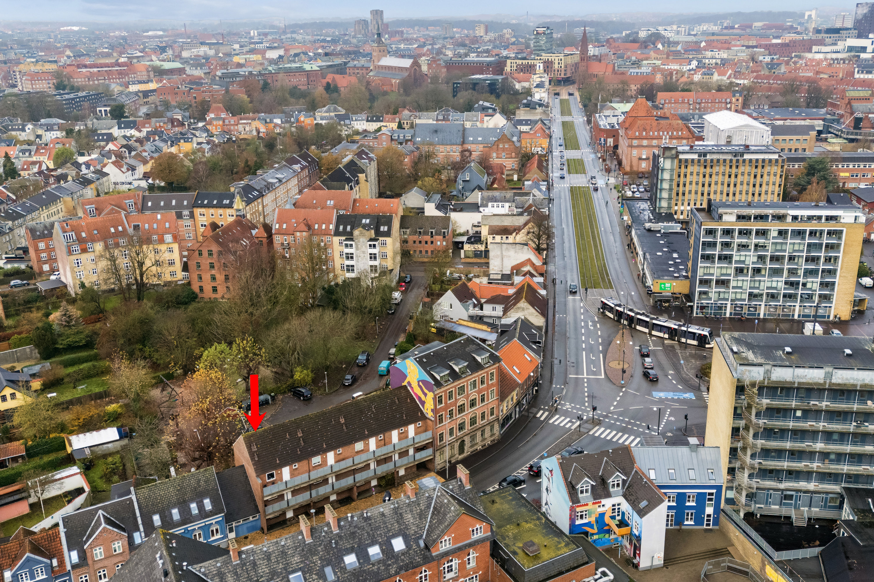 Fremhævet luftfoto billede i fuldskærmstilstand. Billede af Albanigade 67, 1. 7., 5000 Odense C