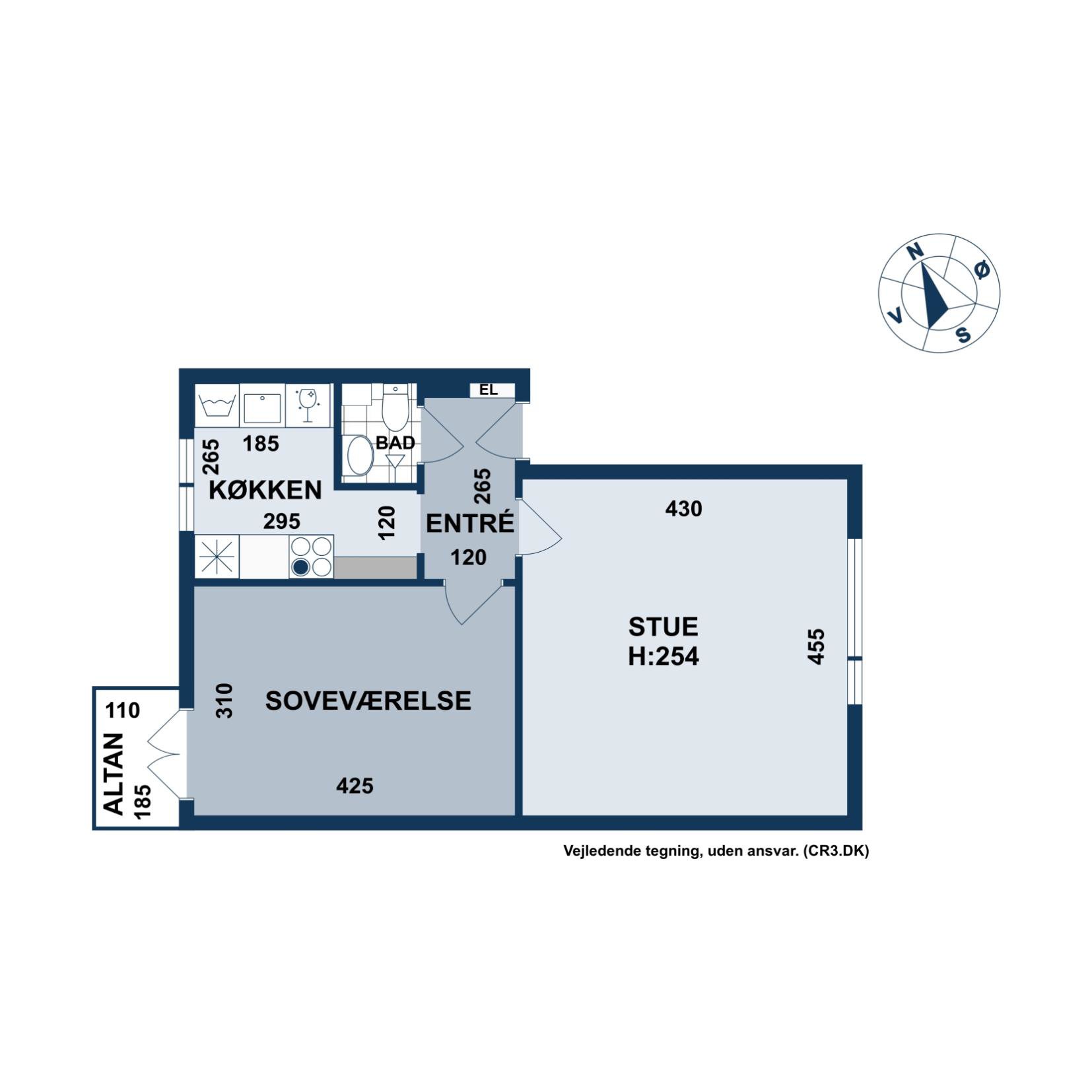 Plantegninger billede af Lauravej 23, 2. tv., 2500 Valby