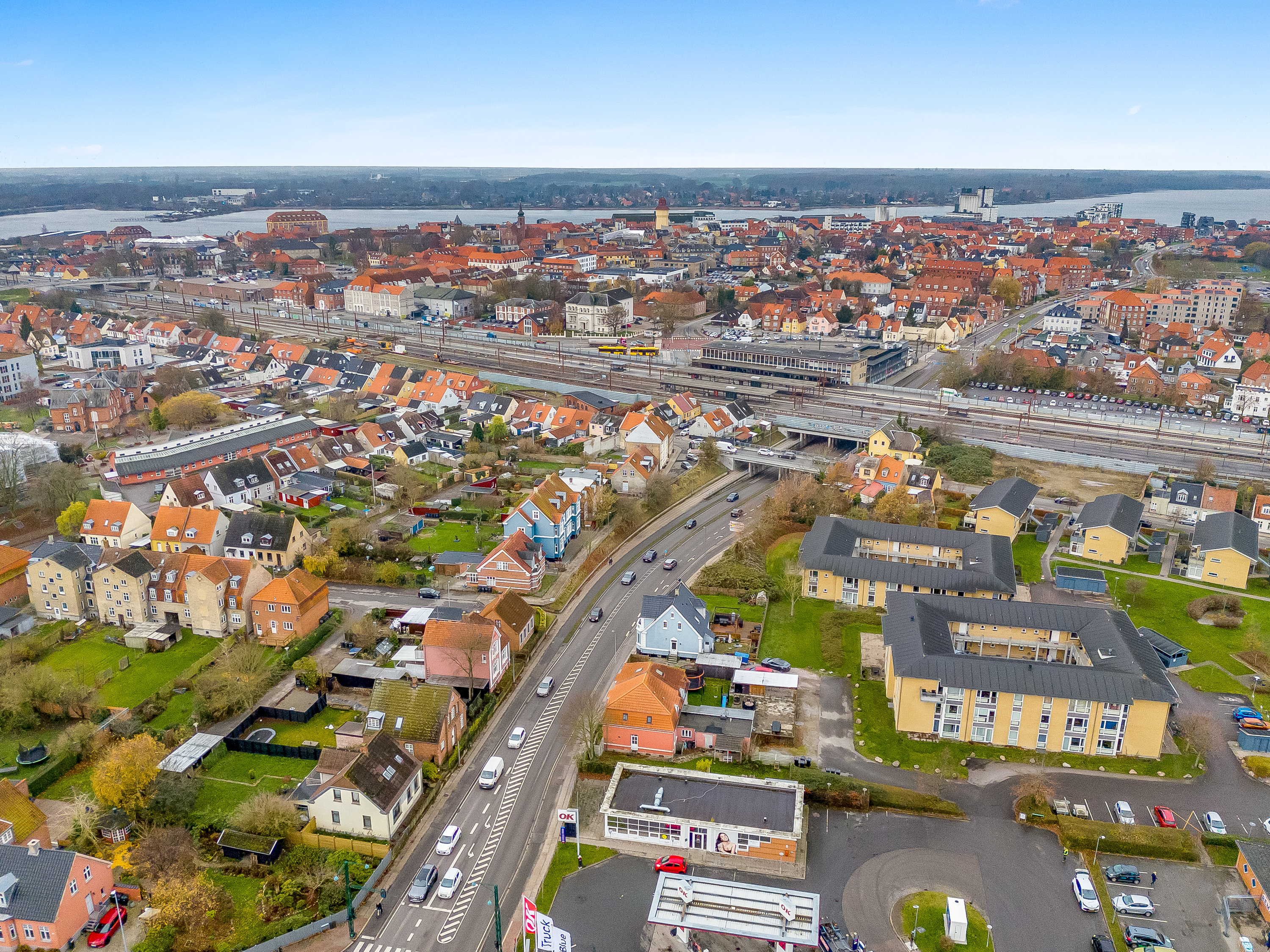 Fremhævet luftfoto billede i fuldskærmstilstand. Billede af Vesterskovvej 23, 4800 Nykøbing F